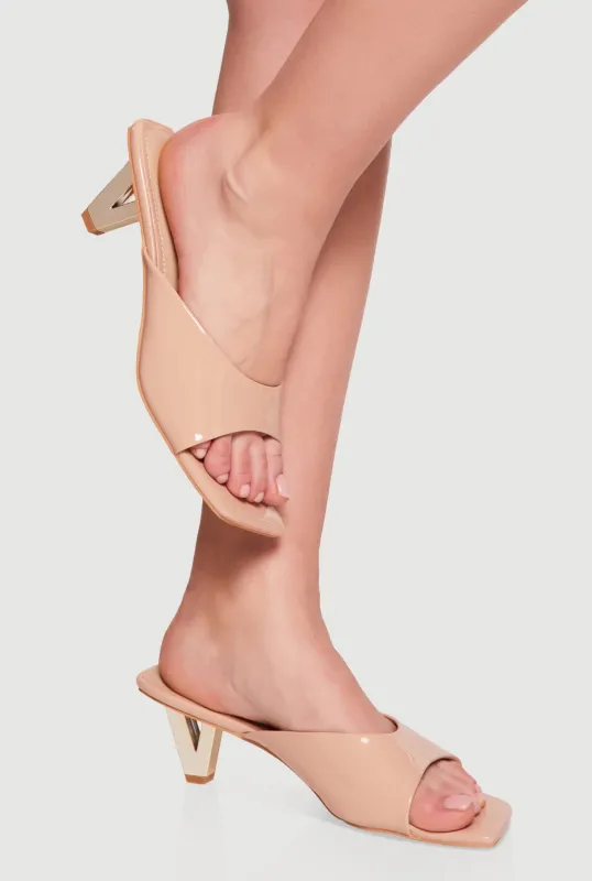 Open Toe Cut Out Sculptural Heel Mules sold by Rainbow