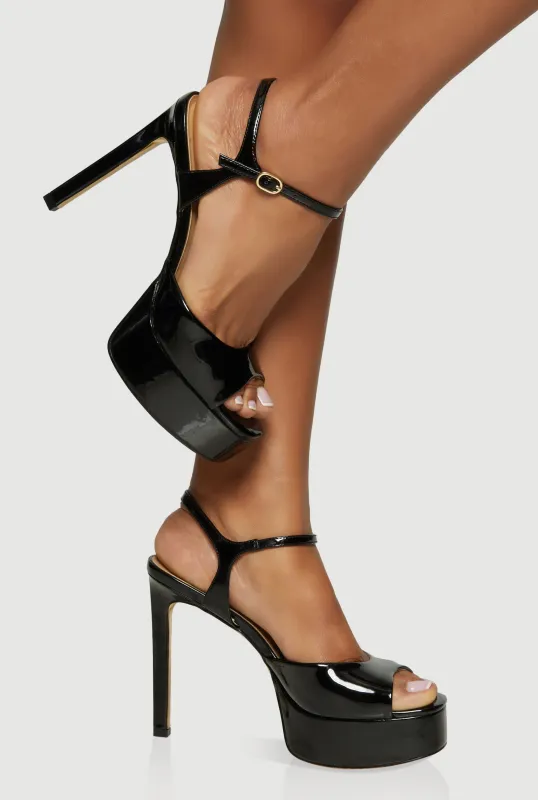 Open Toe Ankle Strap Platform Stiletto Sandals sold by Rainbow
