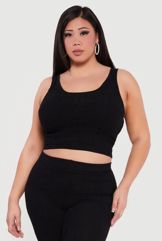 Plus Size Greek Key Knit Sleeveless Top sold by Rainbow