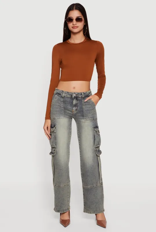 VIP Acid Wash Straight Leg Utility Jeans sold by Rainbow