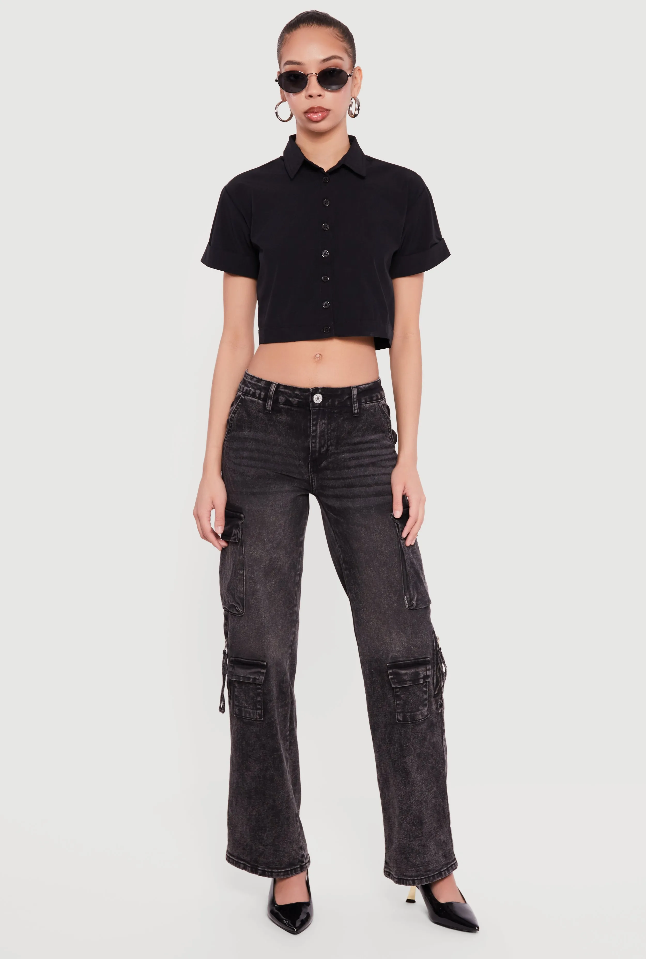 VIP Acid Wash Straight Leg Utility Jeans sold by Rainbow