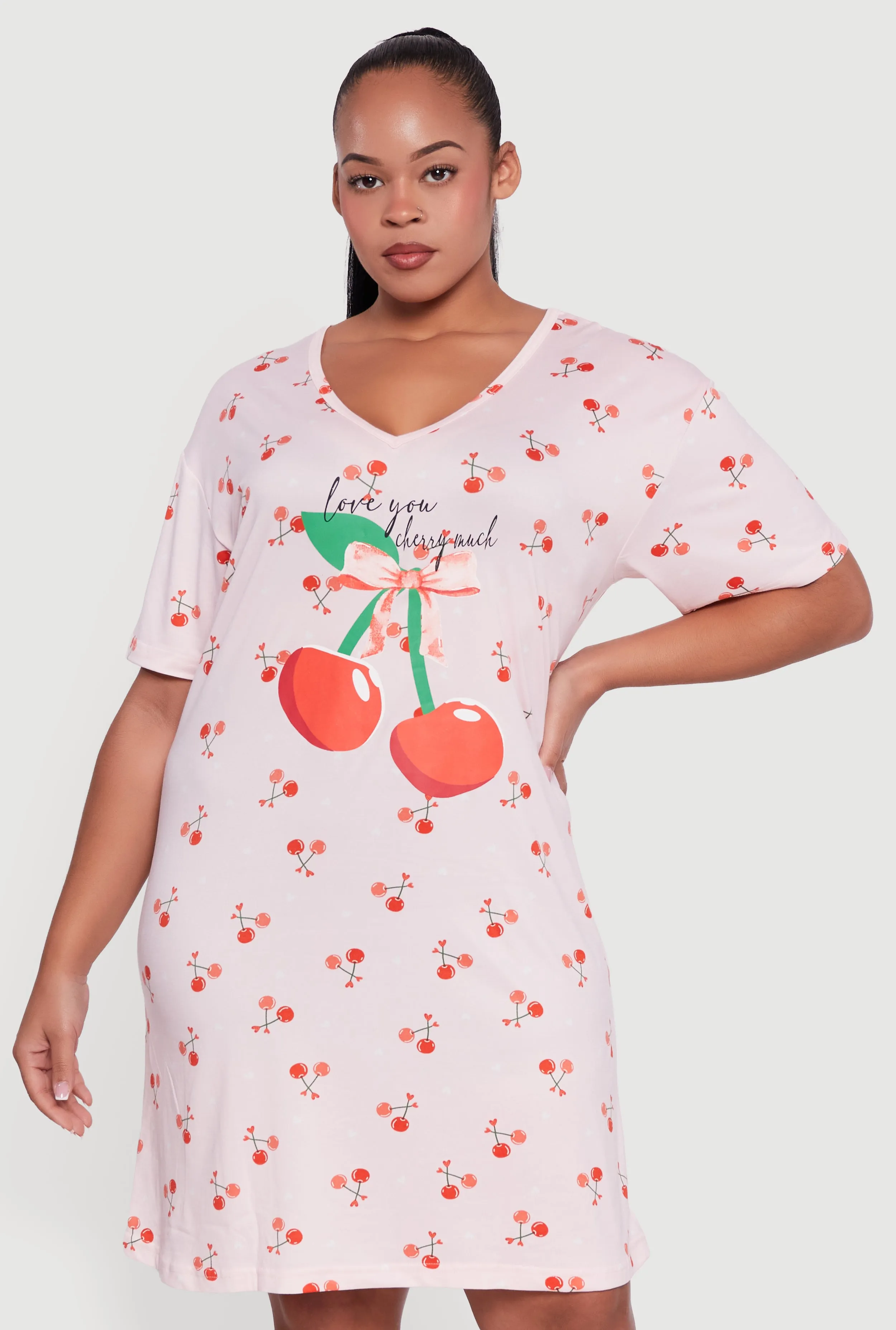 Plus Size Love You Cherry Much Graphic Sleep Shirt sold by Rainbow