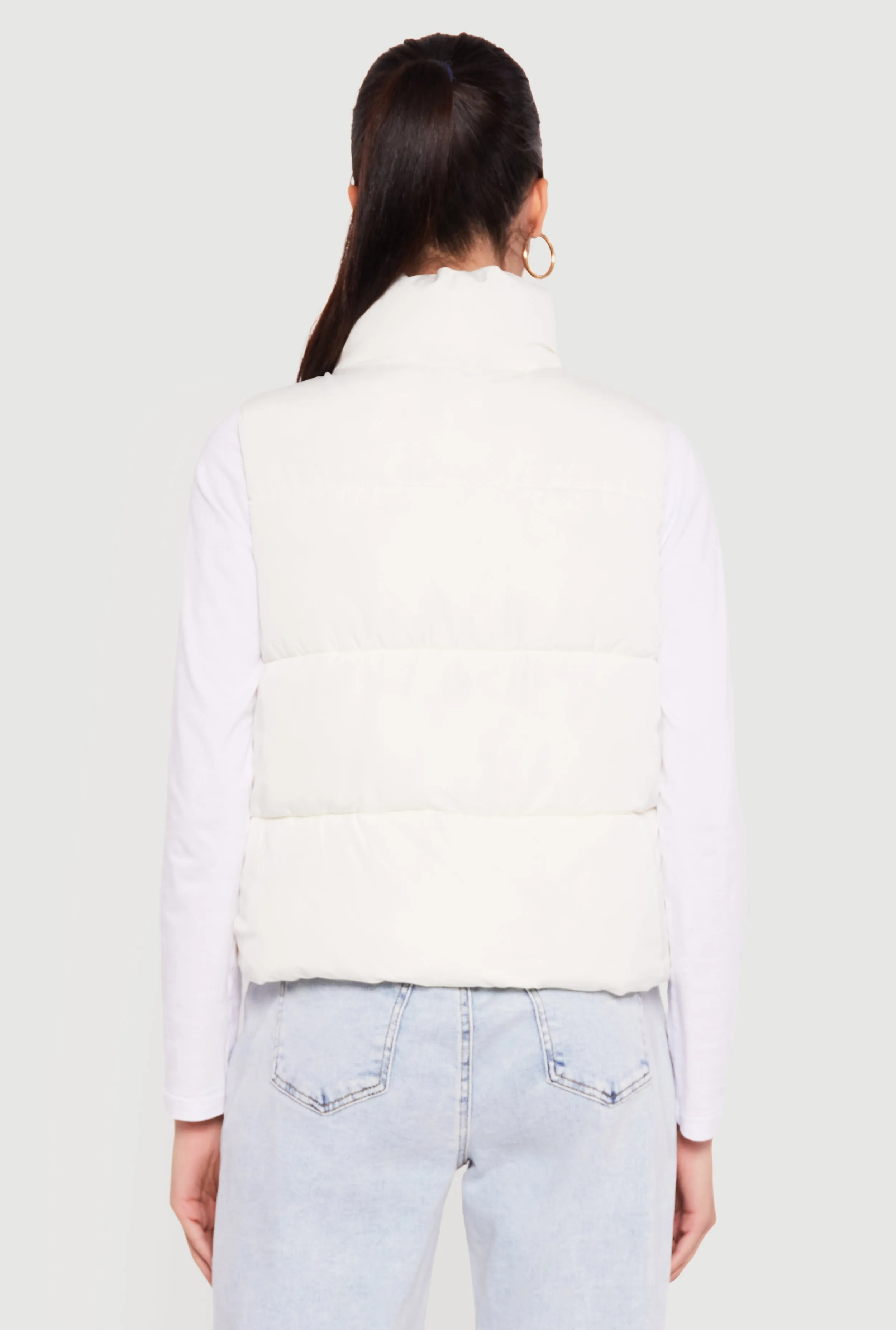 Almost Famous Solid Mock Neck Zip Front Puffer Vest sold by Rainbow product image thumbnail 5