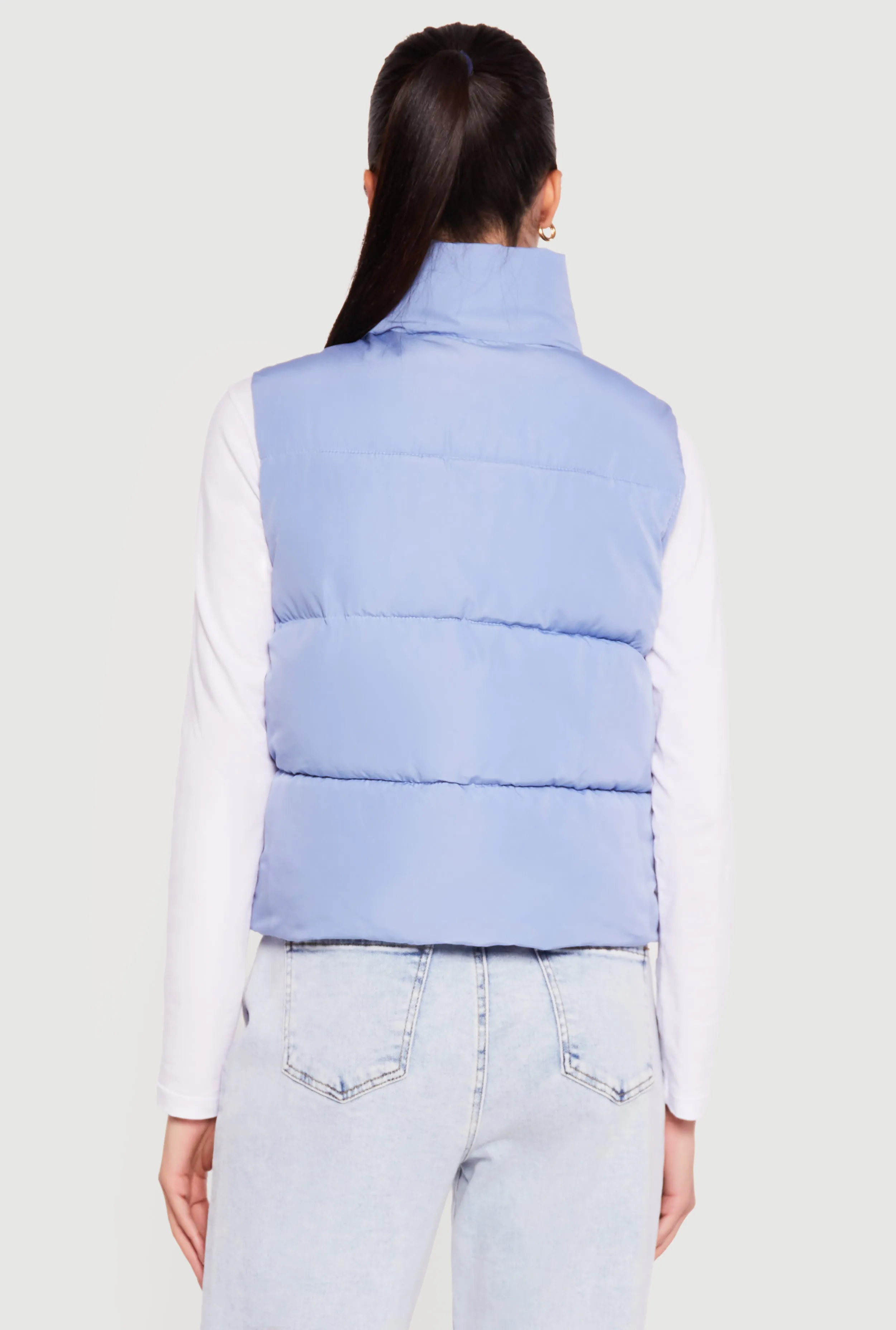 Almost Famous Solid Mock Neck Zip Front Puffer Vest sold by Rainbow product image thumbnail 5