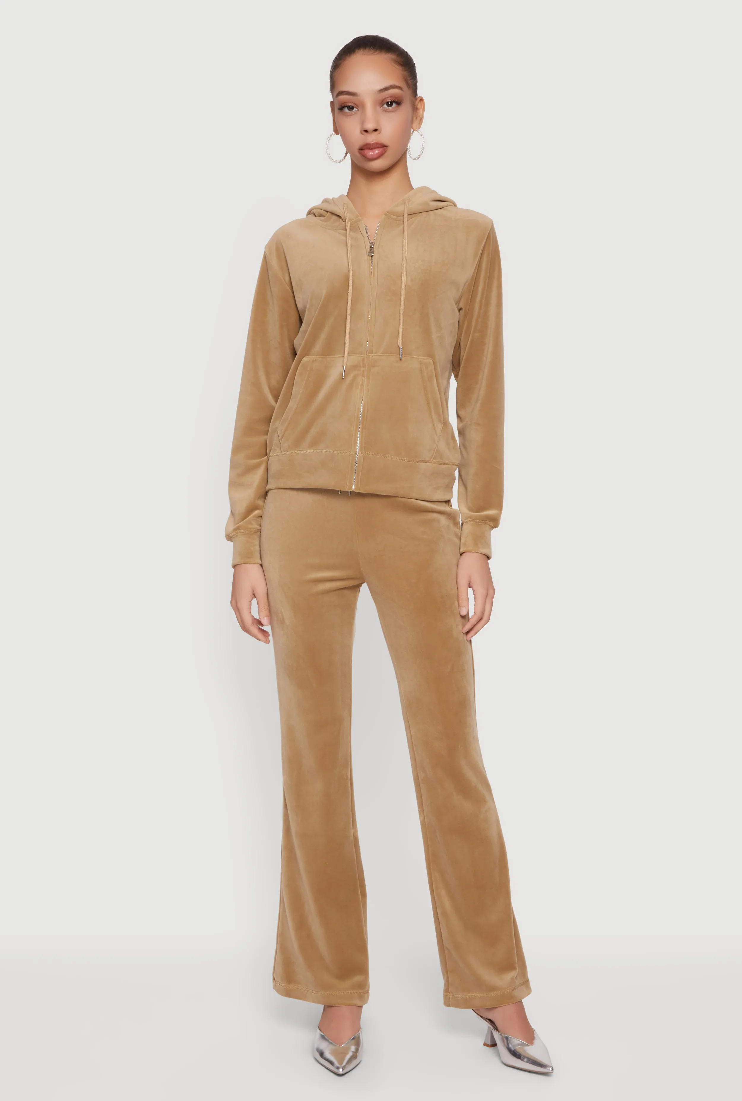 Rhinestone Rampage Velour Drawstring Waist Flare Pants sold by Rainbow product image thumbnail 3