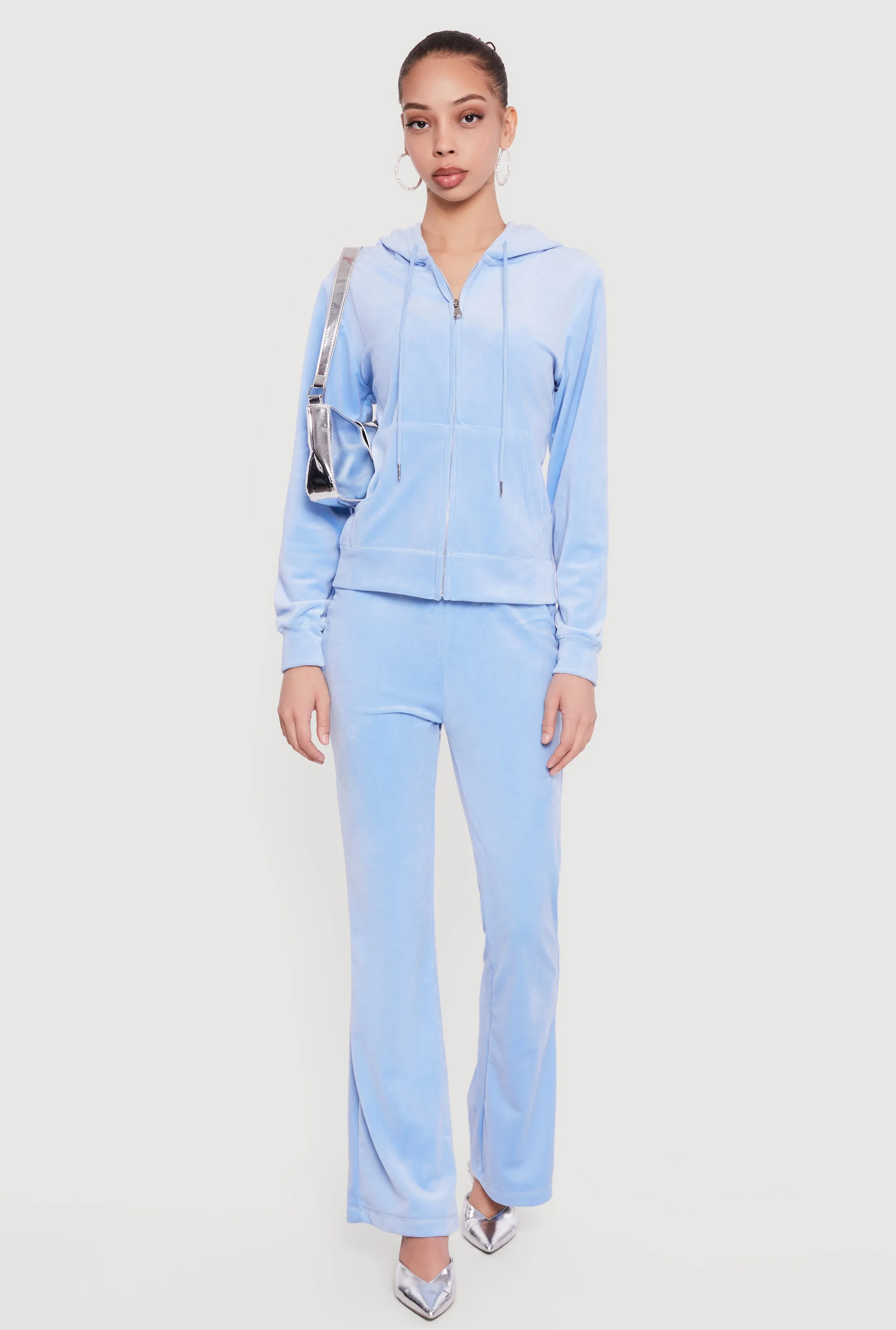 Rhinestone Rampage Velour Drawstring Waist Flare Pants sold by Rainbow product image thumbnail 4