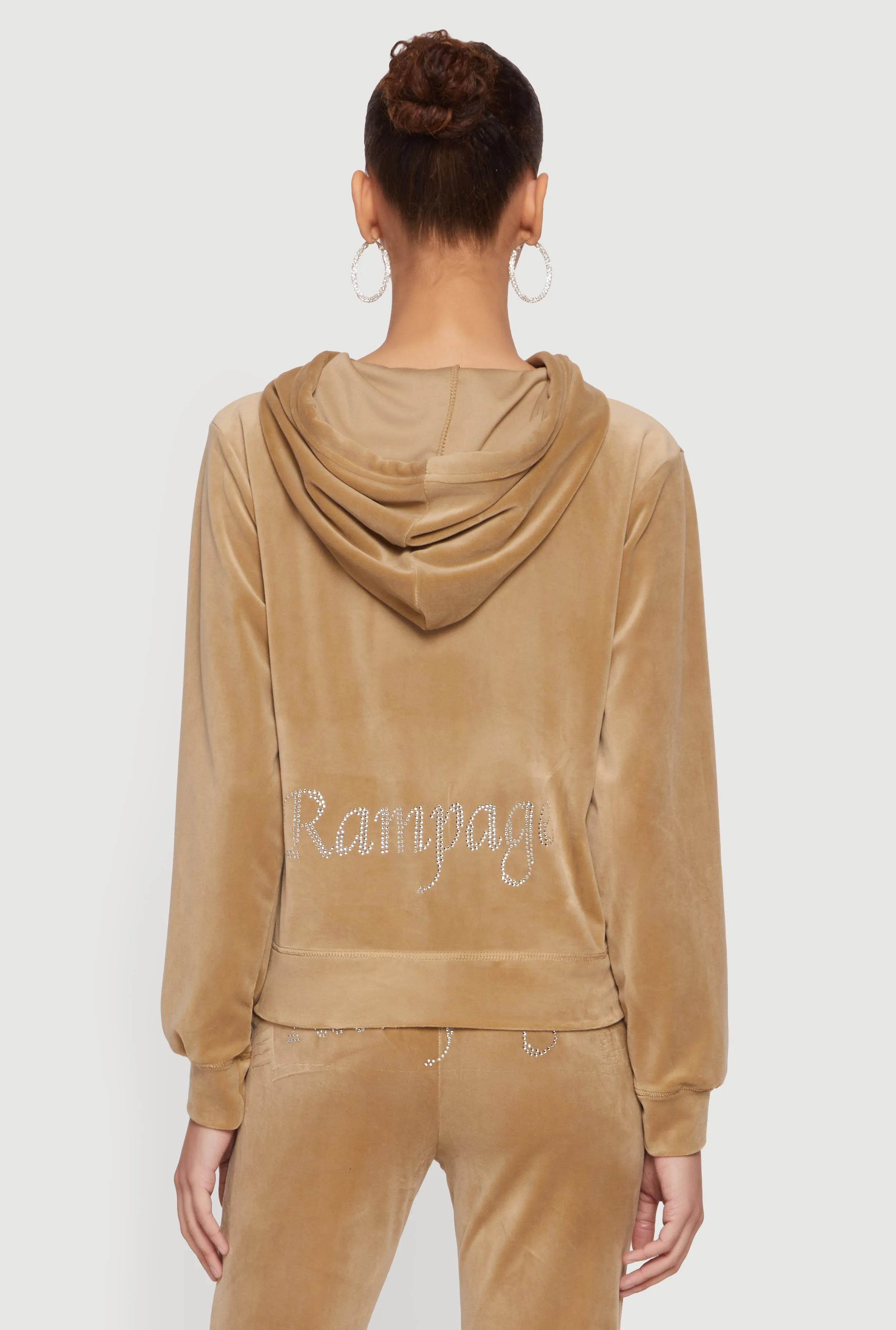 Rhinestone Rampage Velour Zip Front Hoodie sold by Rainbow product image thumbnail 5