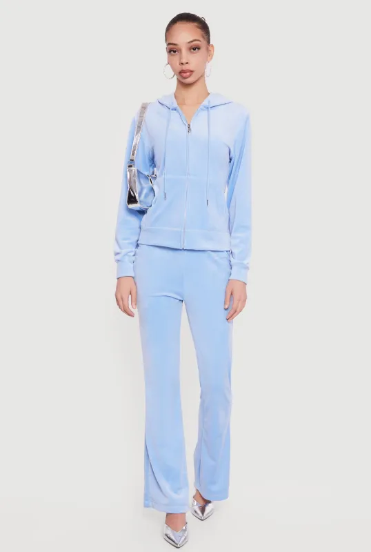 Rhinestone Rampage Velour Drawstring Waist Flare Pants sold by Rainbow