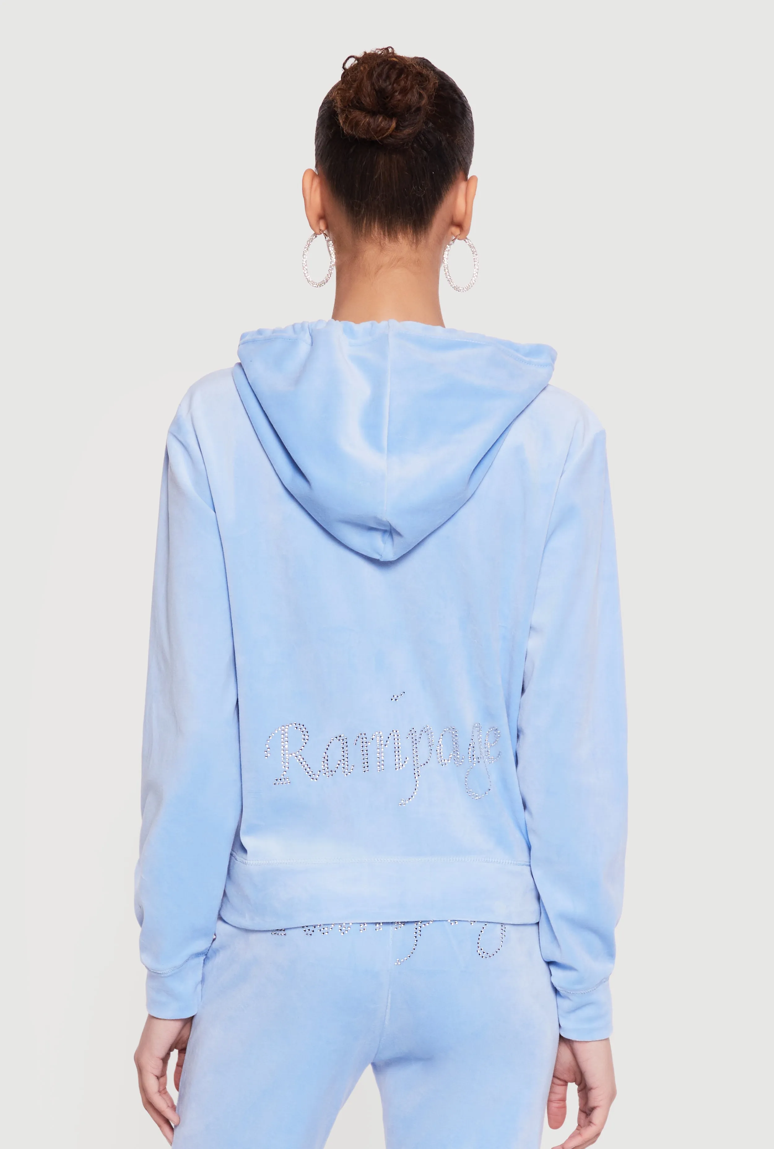 Rhinestone Rampage Velour Zip Front Hoodie sold by Rainbow product image thumbnail 5