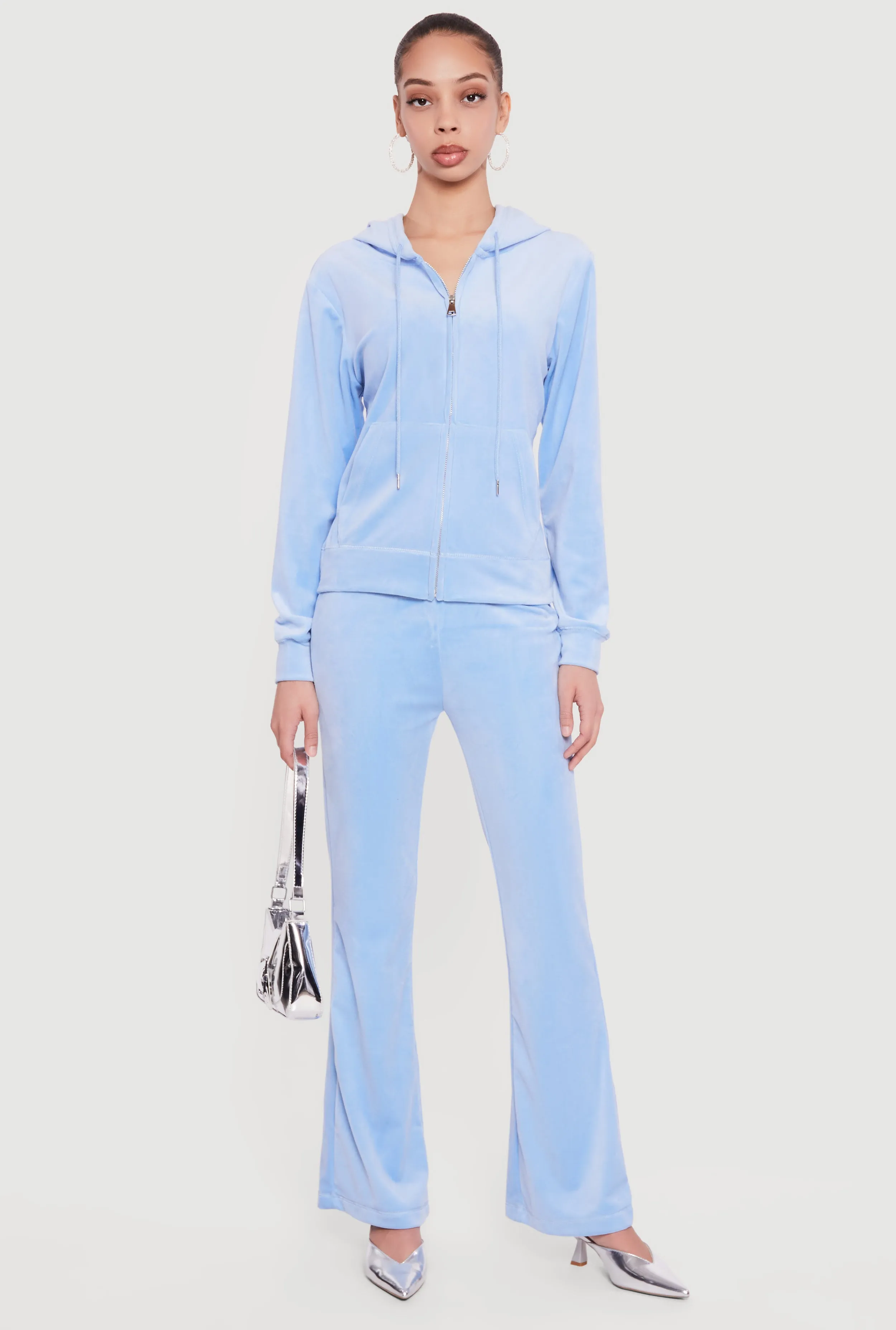 Rhinestone Rampage Velour Zip Front Hoodie sold by Rainbow product image thumbnail 2