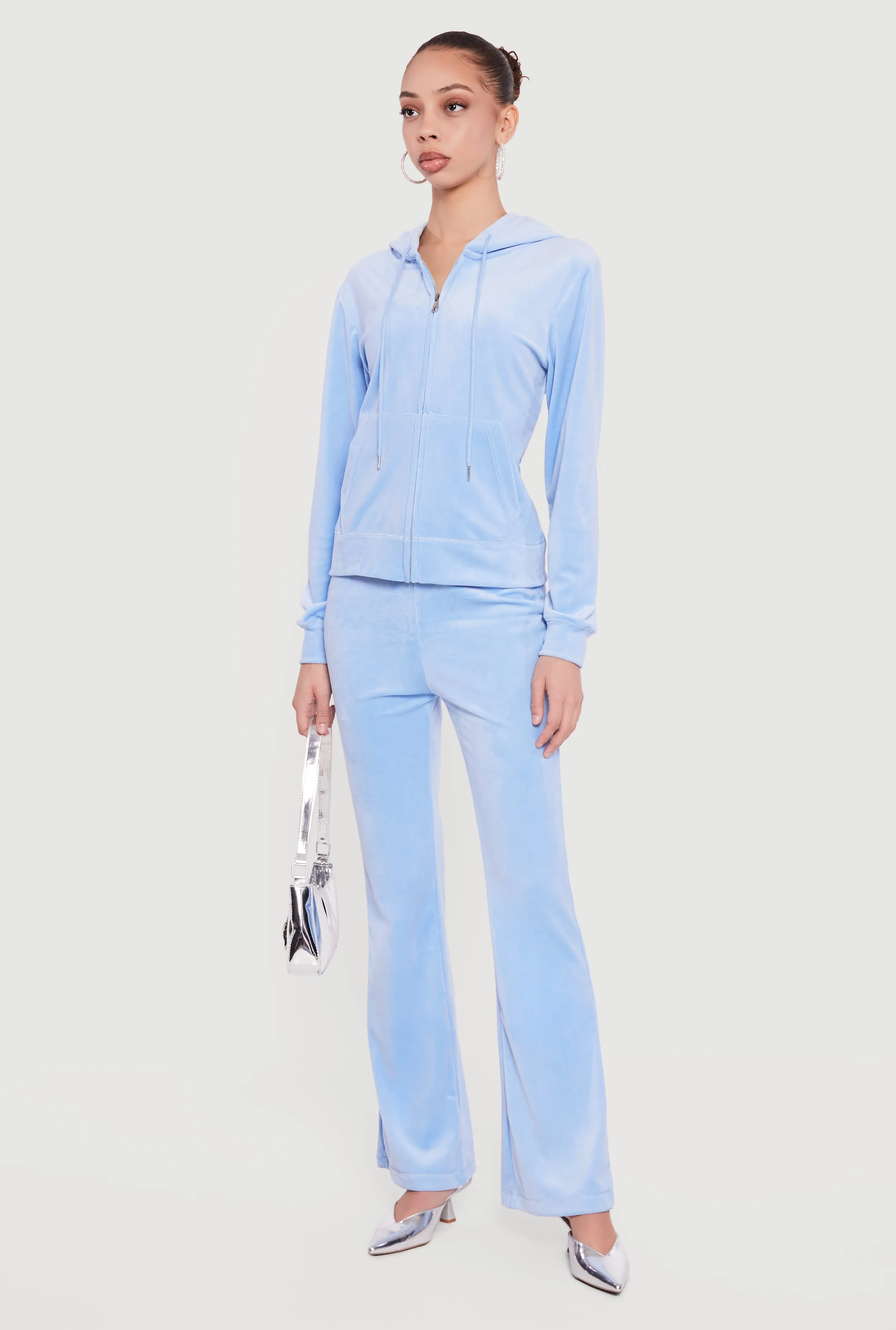 Rhinestone Rampage Velour Zip Front Hoodie sold by Rainbow product image thumbnail 3