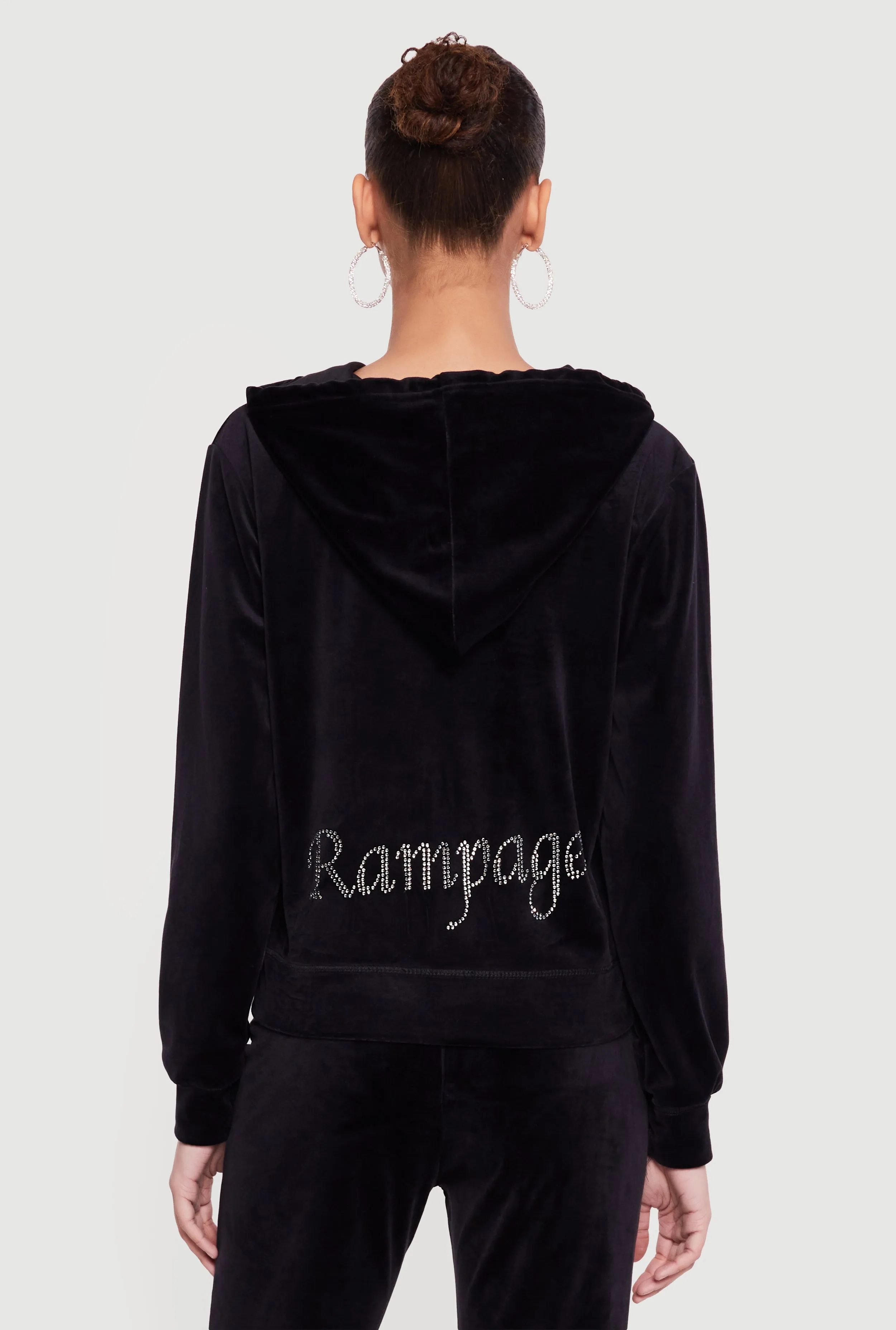 Rhinestone Rampage Velour Zip Front Hoodie sold by Rainbow product image thumbnail 5