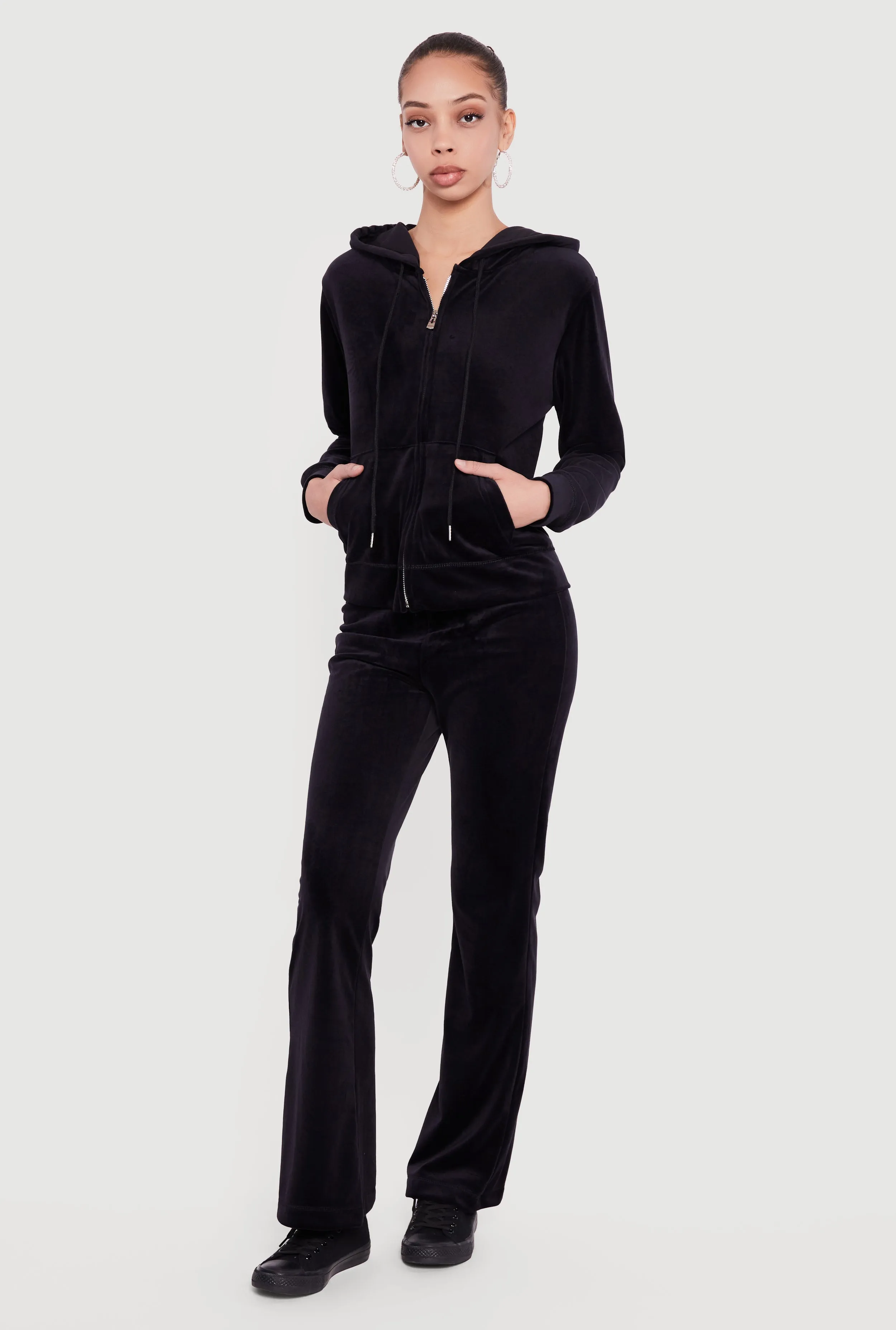 Rhinestone Rampage Velour Zip Front Hoodie sold by Rainbow product image thumbnail 2