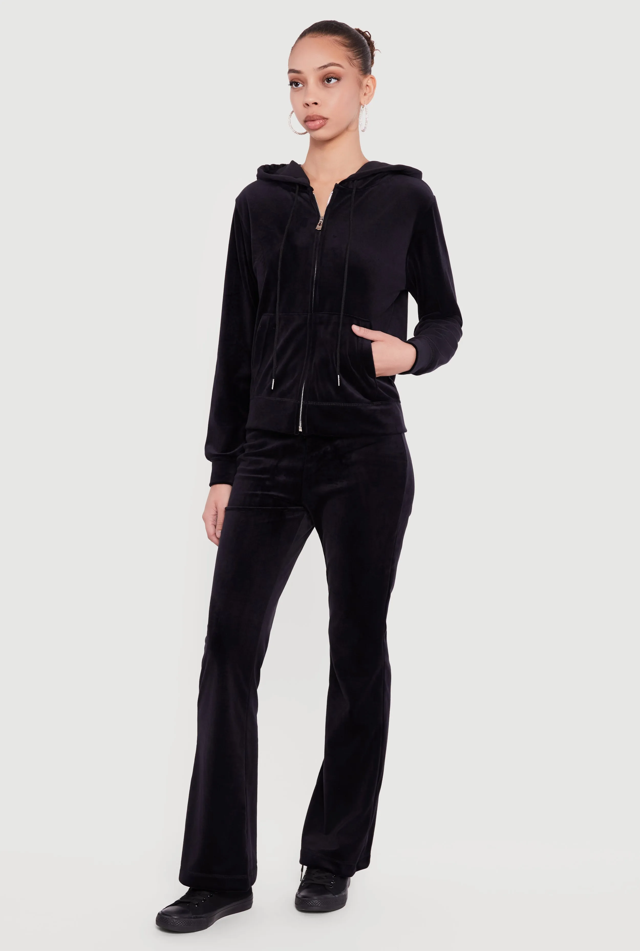 Rhinestone Rampage Velour Zip Front Hoodie sold by Rainbow product image thumbnail 3