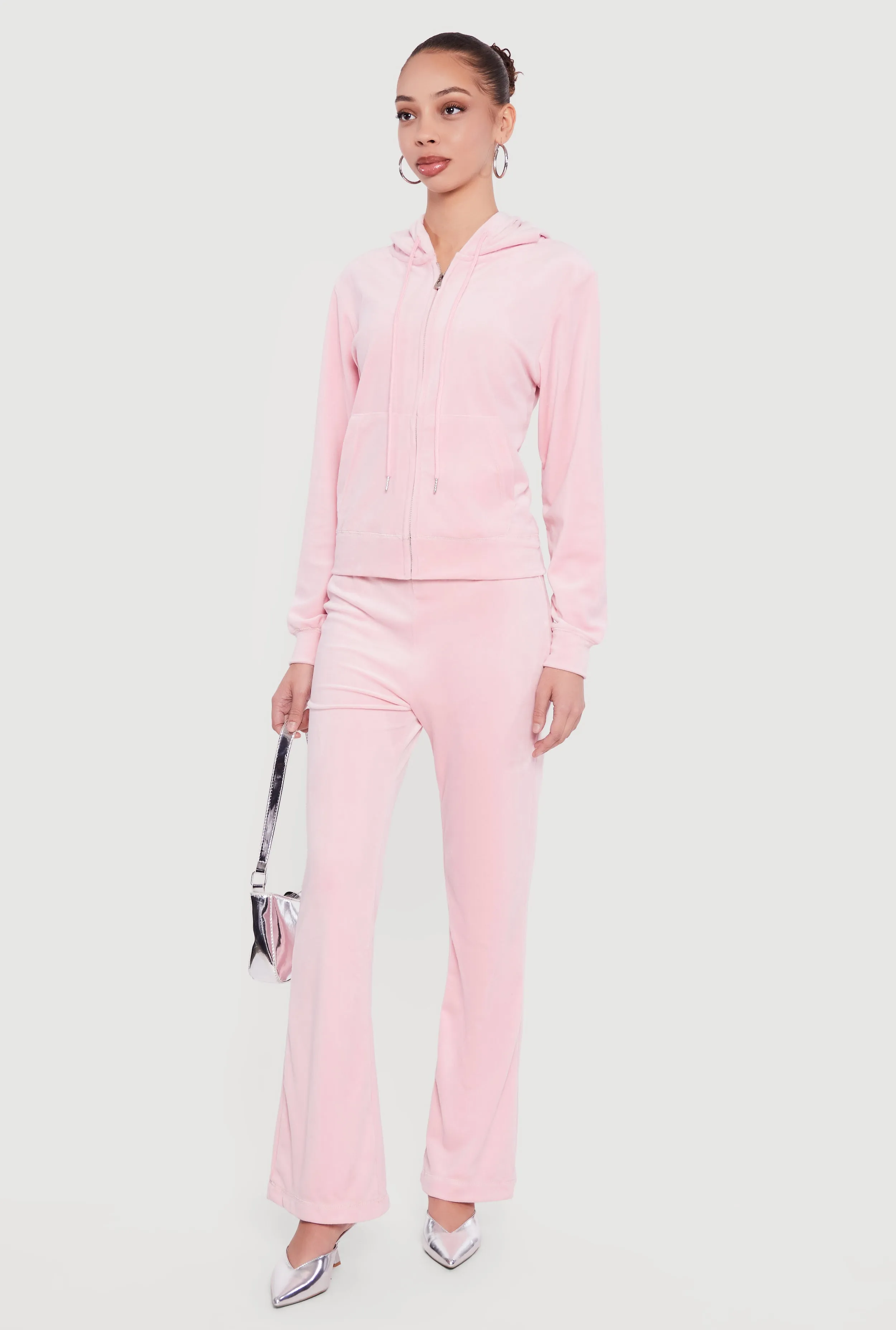 Rhinestone Rampage Velour Drawstring Waist Flare Pants sold by Rainbow product image thumbnail 2