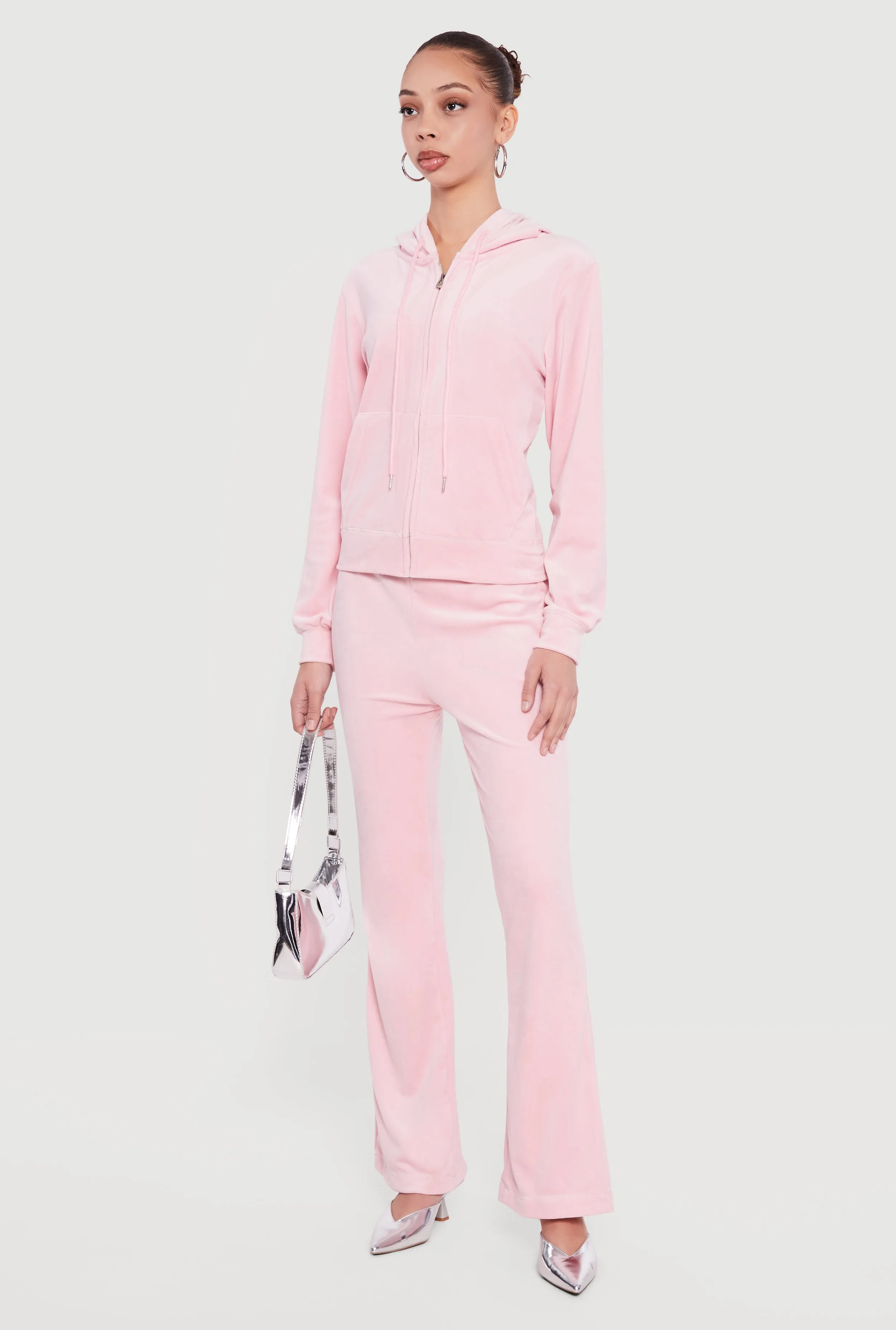 Rhinestone Rampage Velour Zip Front Hoodie sold by Rainbow product image thumbnail 3