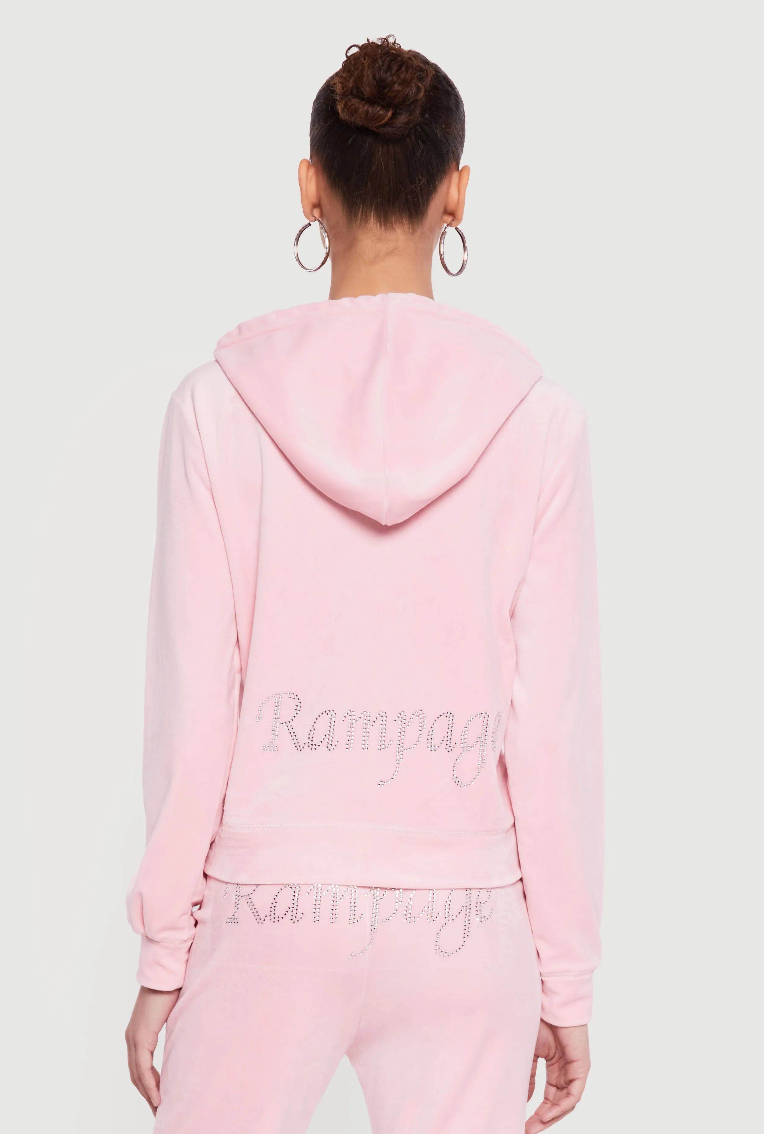 Rhinestone Rampage Velour Zip Front Hoodie sold by Rainbow product image thumbnail 5