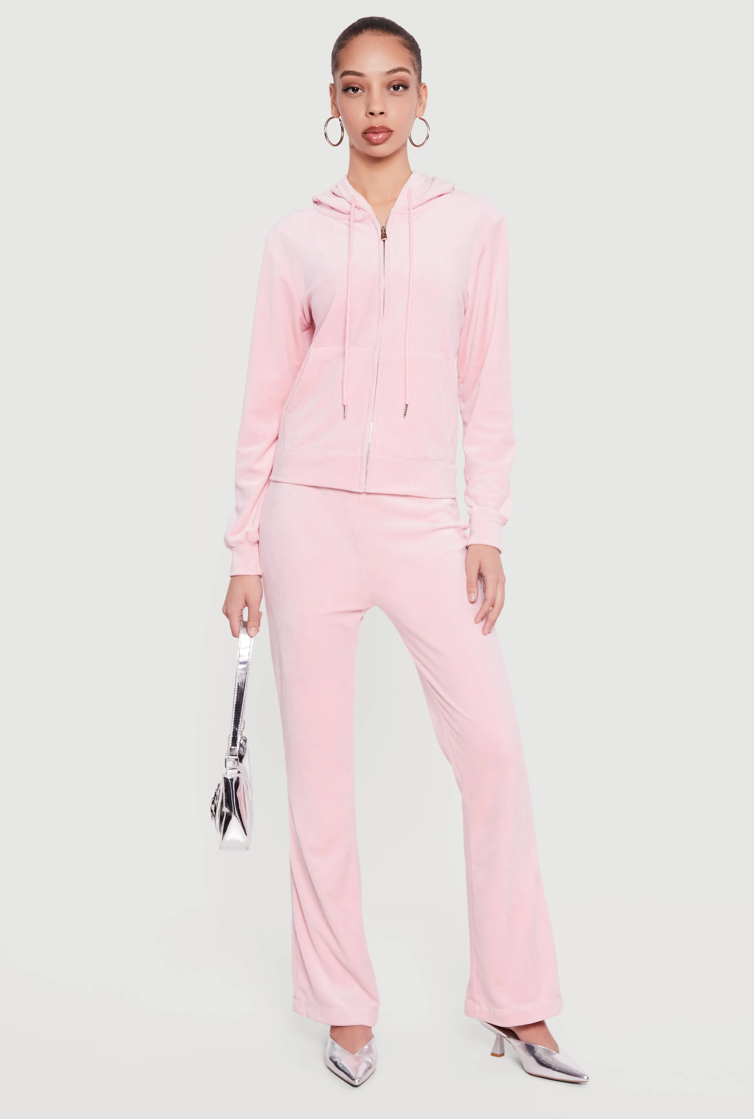 Rhinestone Rampage Velour Zip Front Hoodie sold by Rainbow product image thumbnail 2