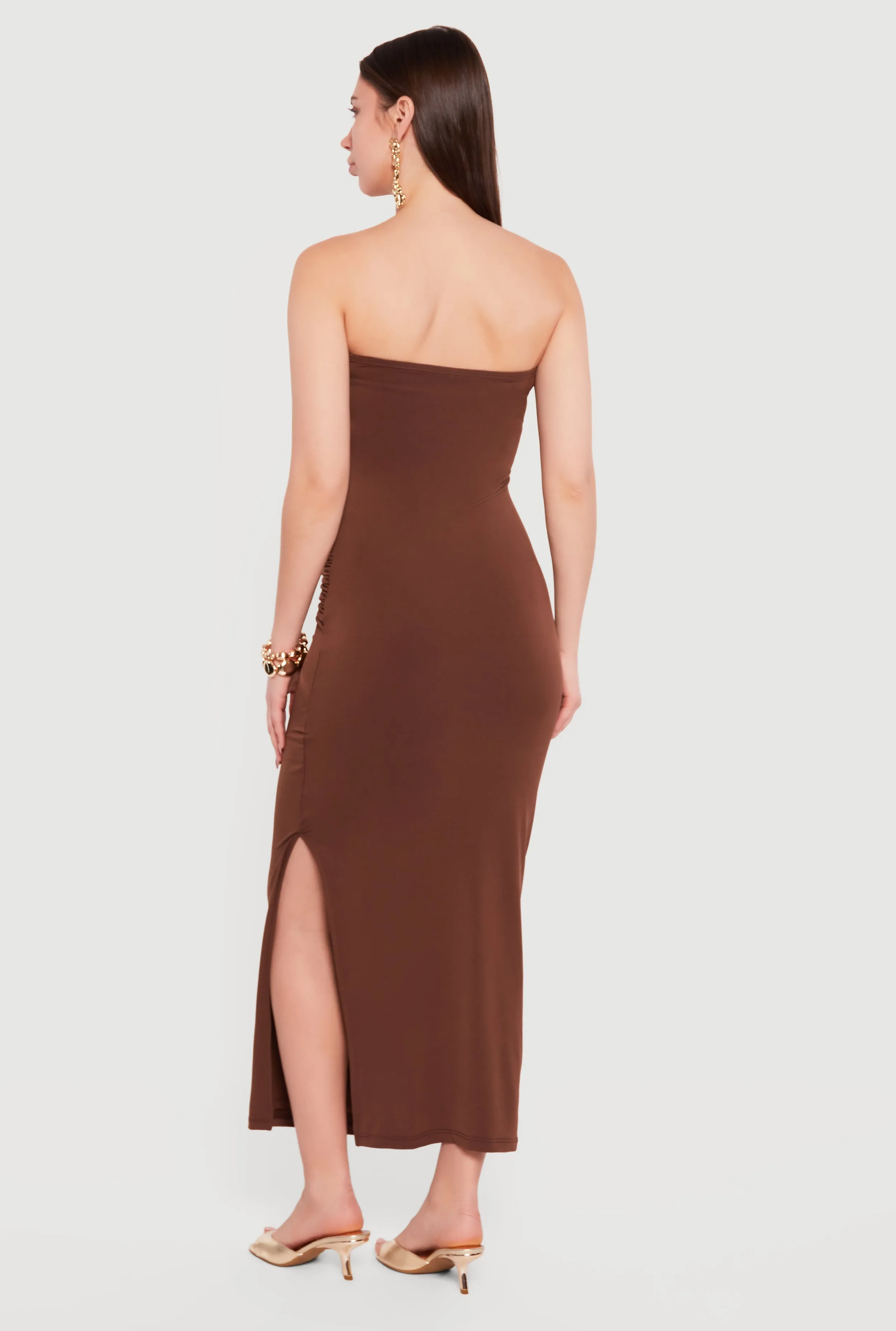 Side Slit Metallic Waist Detail Tube Dress sold by Rainbow product image thumbnail 3