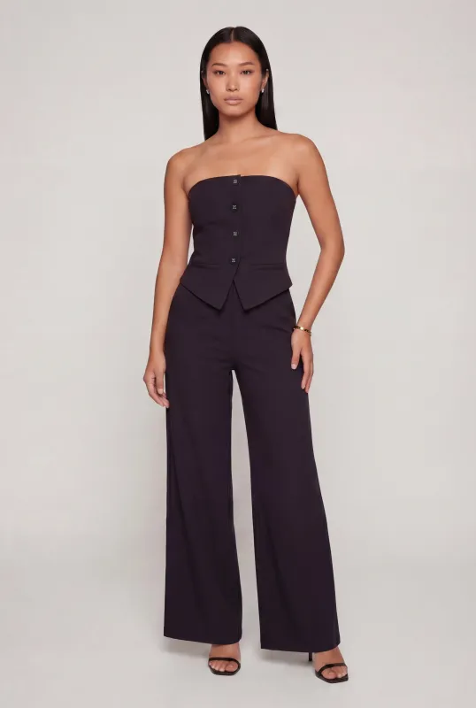 Almost Famous Strapless Vest Front Jumpsuit sold by Rainbow