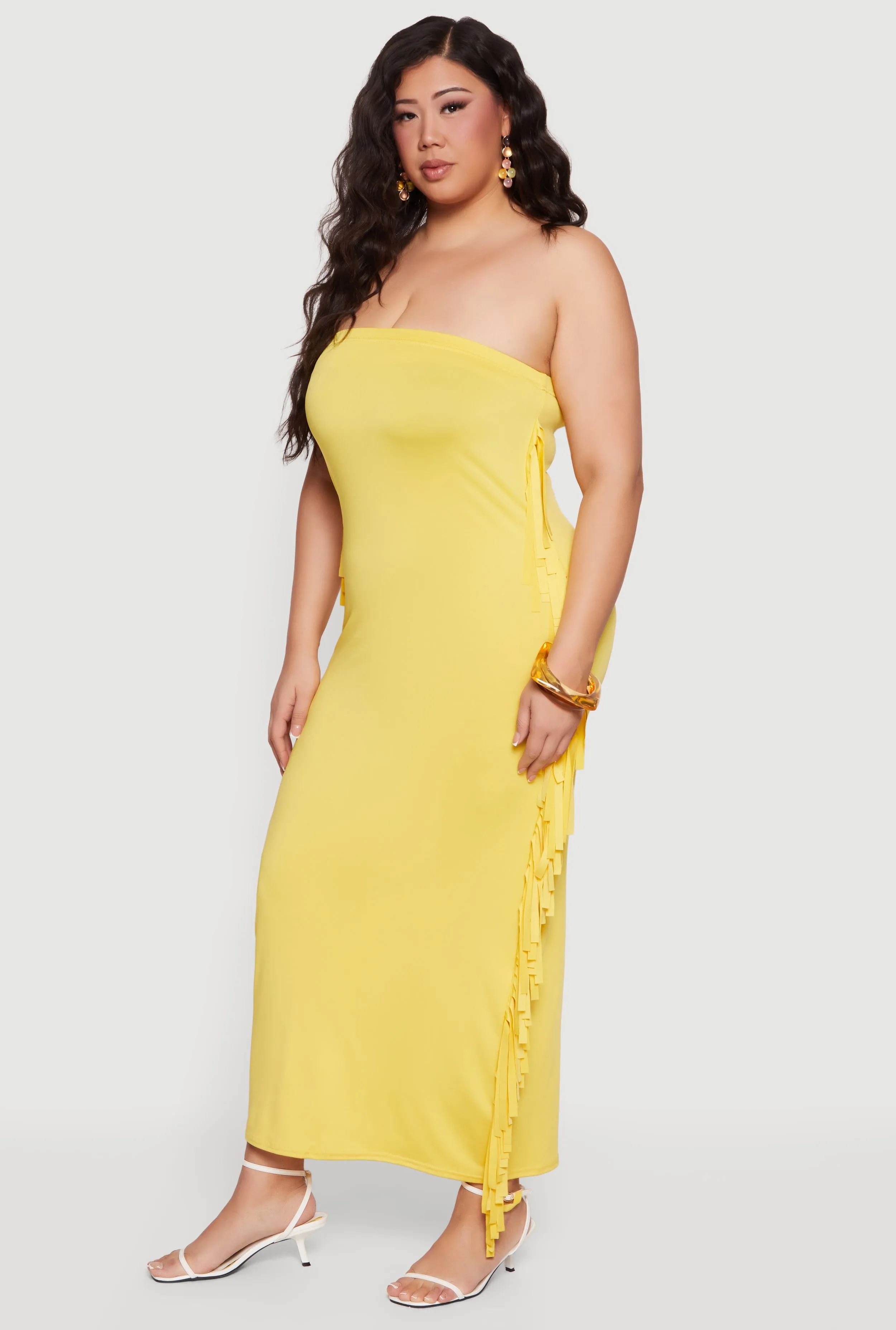 Plus Size Fringe Side Maxi Tube Dress sold by Rainbow product image thumbnail 2