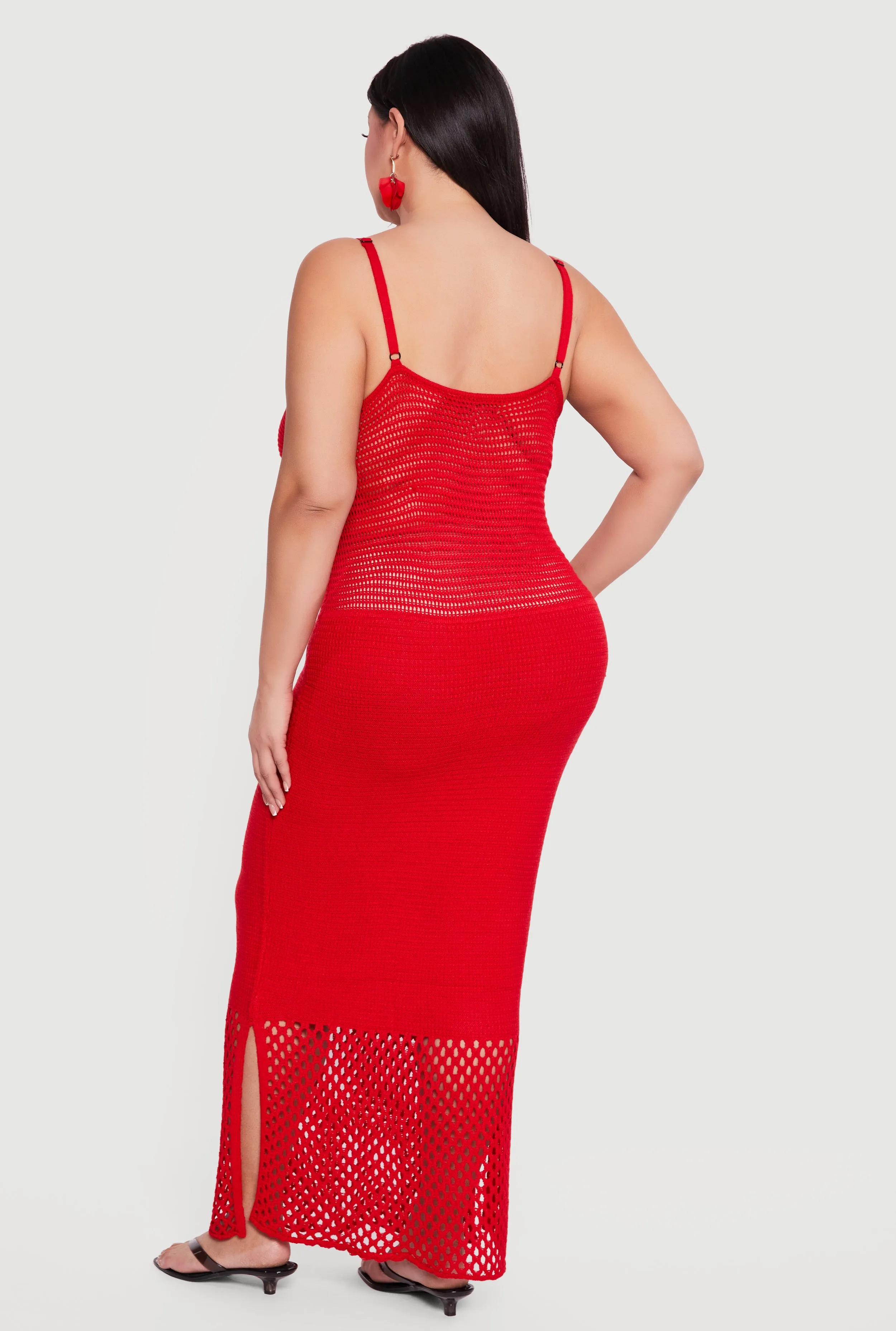 Plus Size Crochet Side Slit Cami Maxi Dress sold by Rainbow product image thumbnail 3