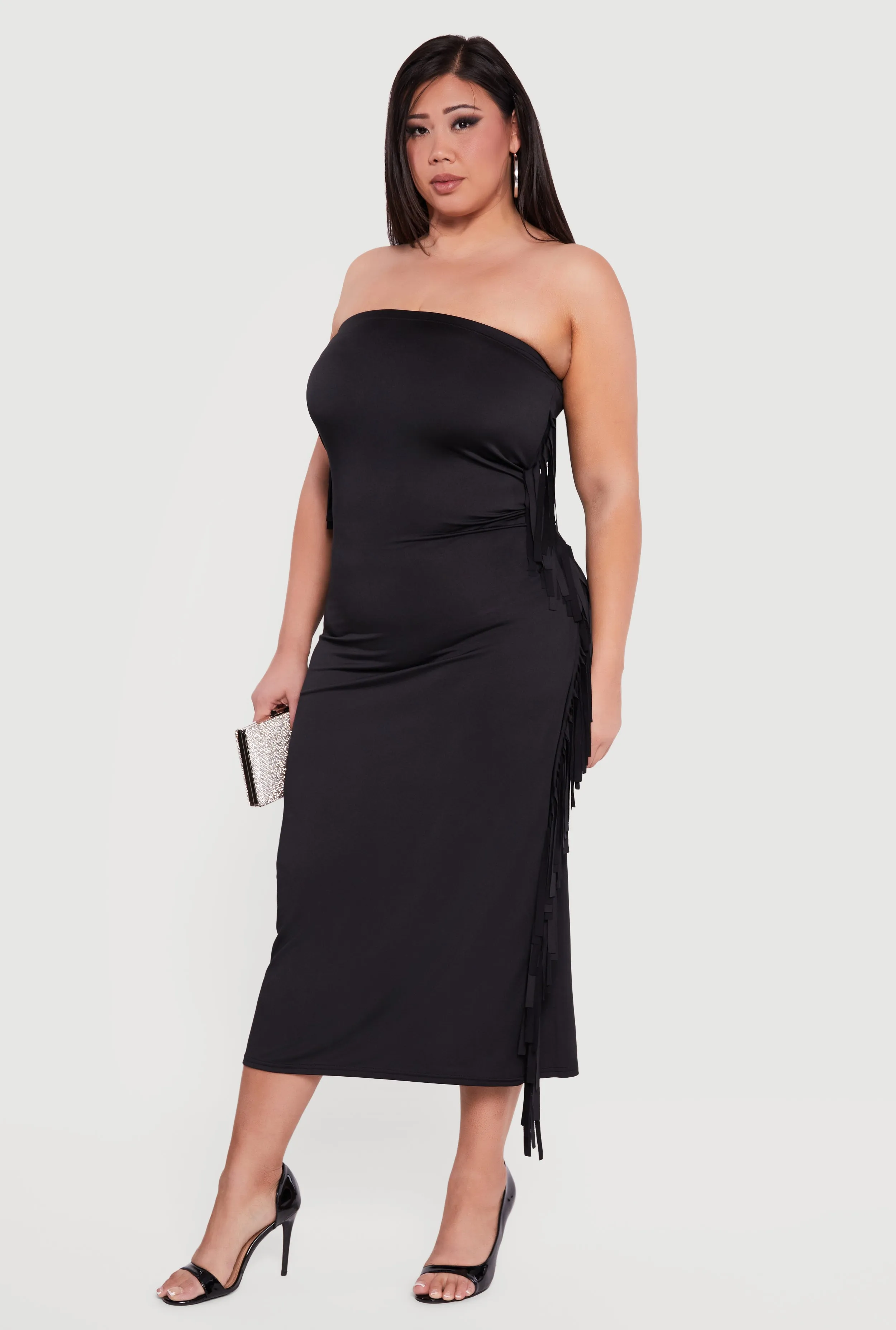 Plus Size Fringe Side Maxi Tube Dress sold by Rainbow product image thumbnail 2