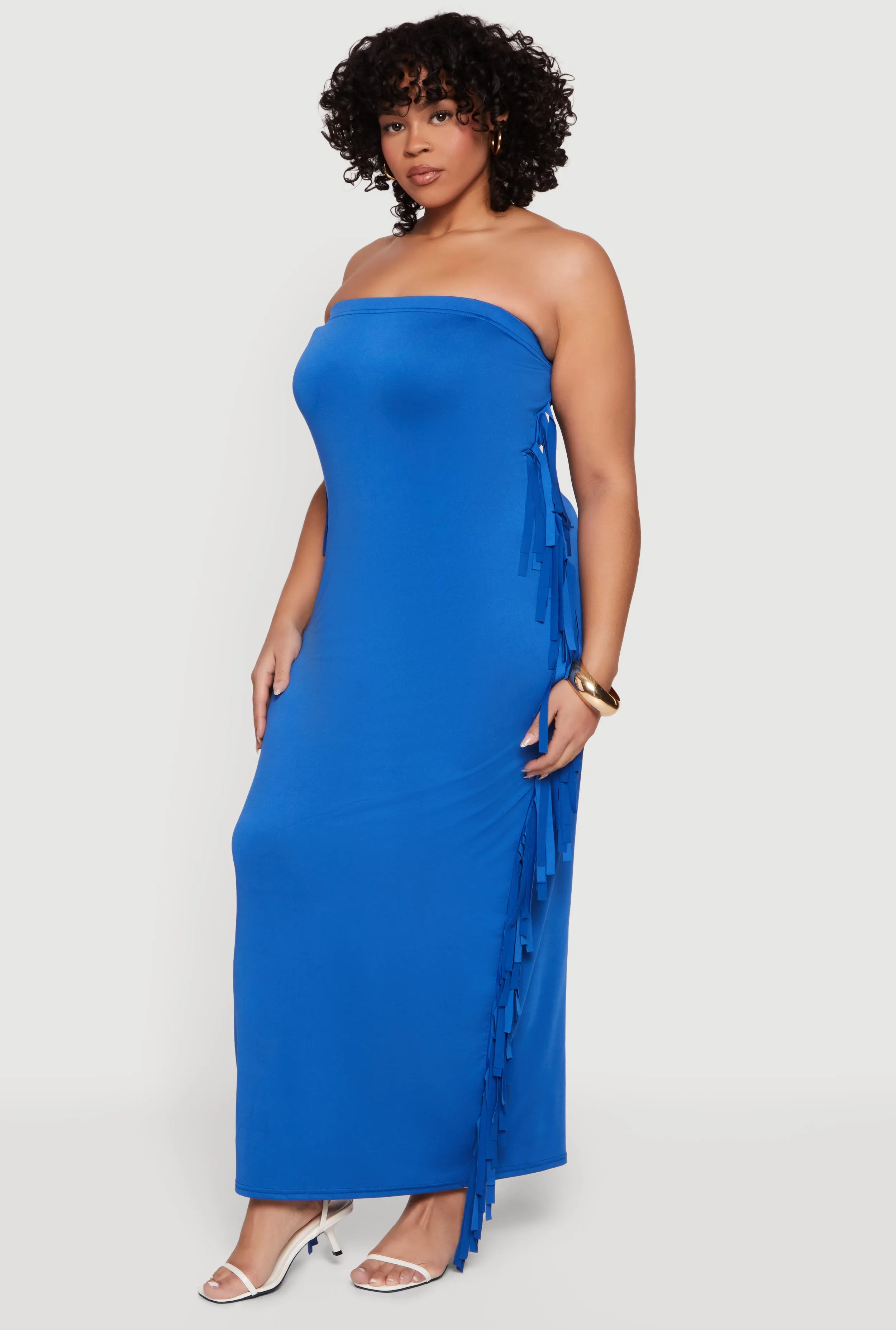 Plus Size Fringe Side Maxi Tube Dress sold by Rainbow product image thumbnail 2