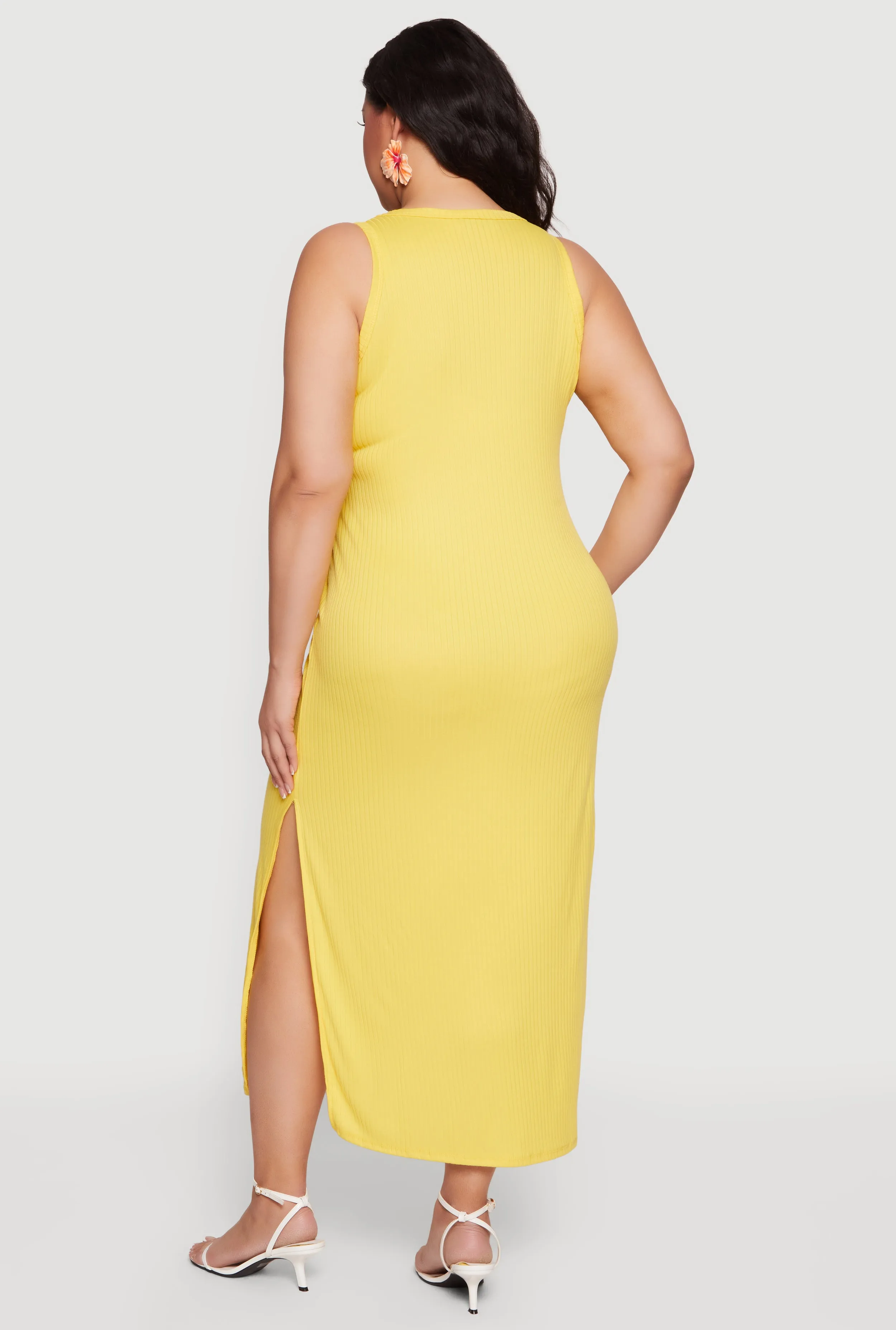 Plus Size Rib Knit Side Slit Tank Midi Dress sold by Rainbow product image thumbnail 3