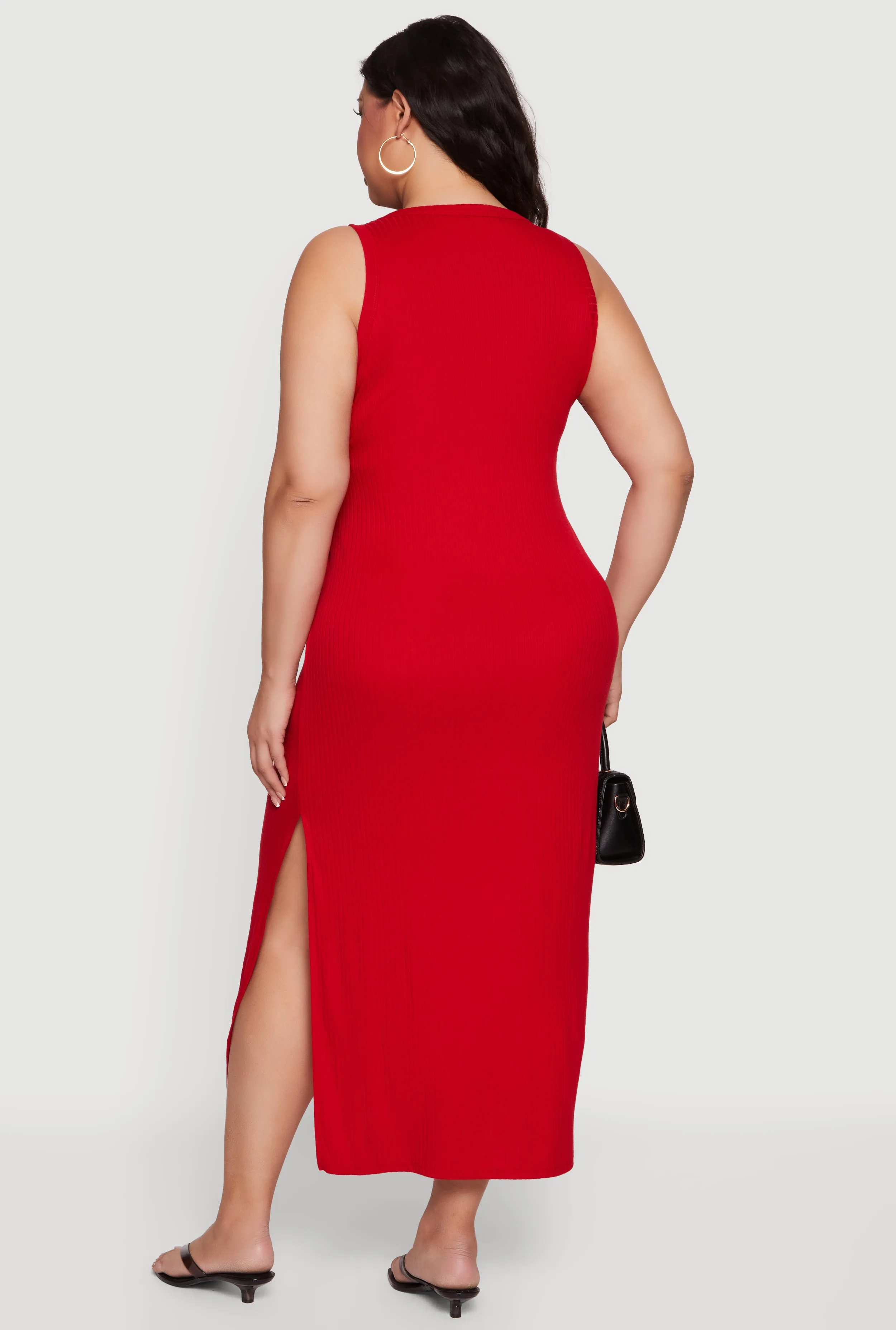 Plus Size Rib Knit Side Slit Tank Midi Dress sold by Rainbow product image thumbnail 3