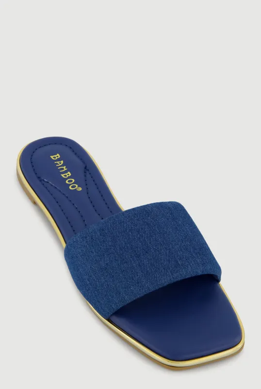 Metallic Trim Single Band Slide Sandals sold by Rainbow