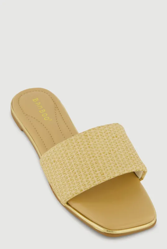 Metallic Trim Single Band Slide Sandals sold by Rainbow