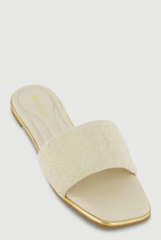 Metallic Trim Single Band Slide Sandals sold by Rainbow