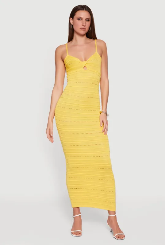 Sleeveless Pointelle Twist Front Maxi Dress sold by Rainbow