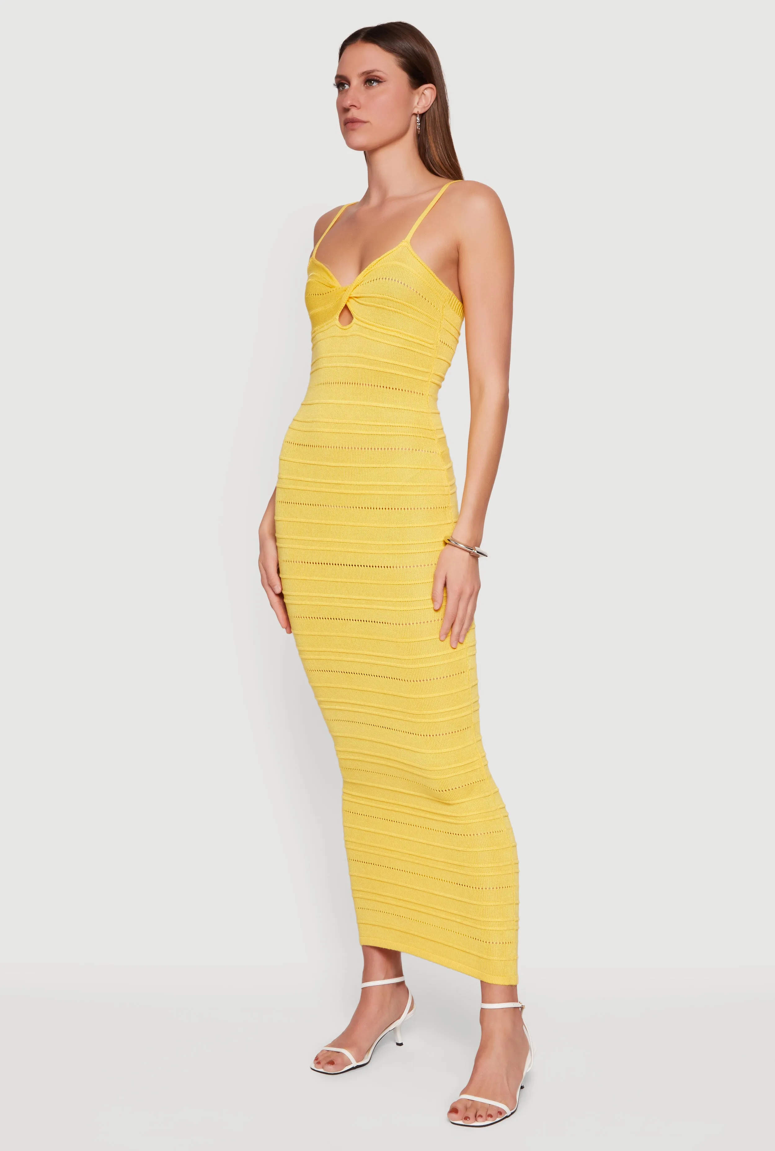 Sleeveless Pointelle Twist Front Maxi Dress sold by Rainbow product image thumbnail 2
