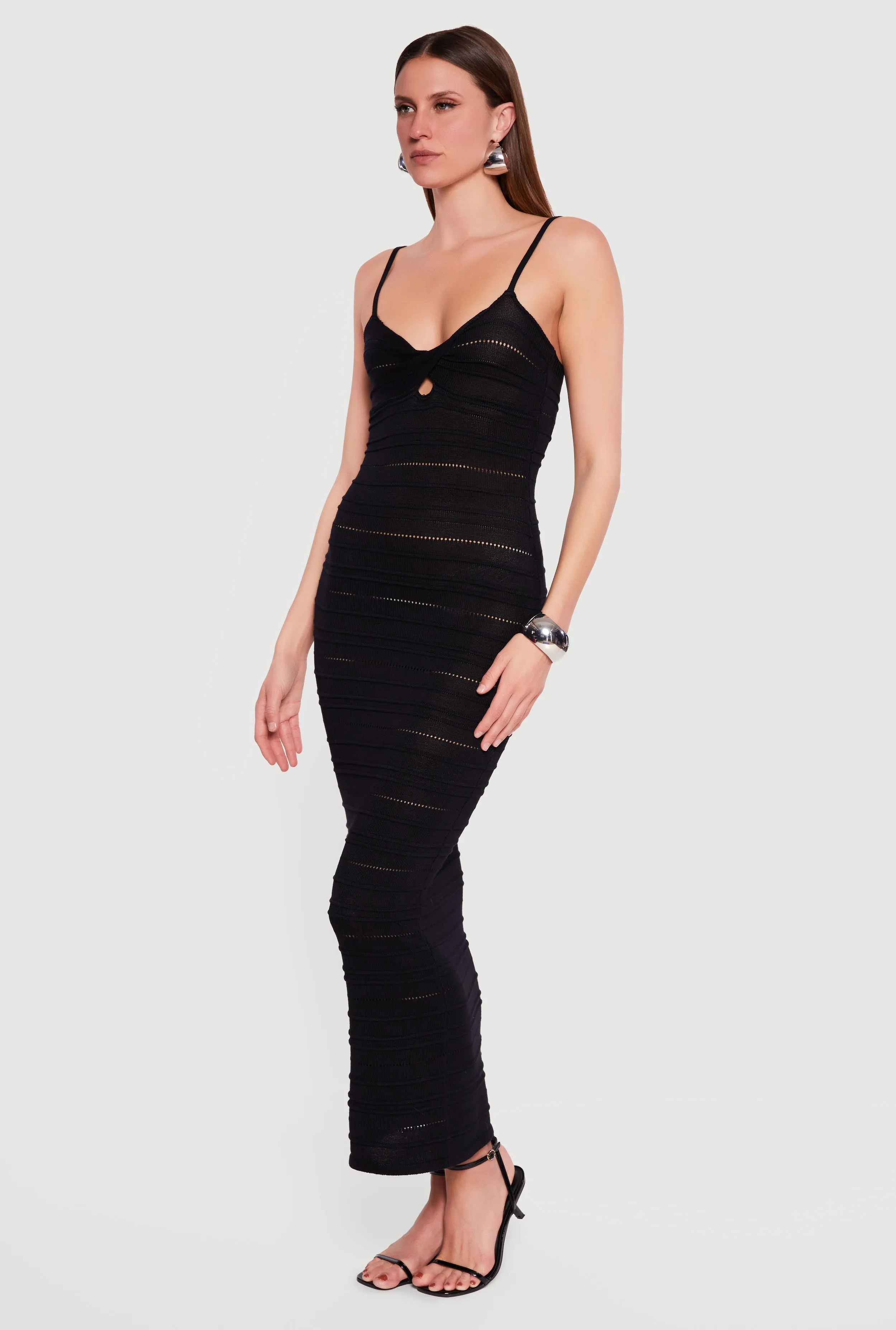 Sleeveless Pointelle Twist Front Maxi Dress sold by Rainbow product image thumbnail 2
