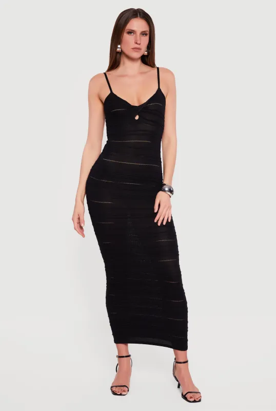 Sleeveless Pointelle Twist Front Maxi Dress sold by Rainbow