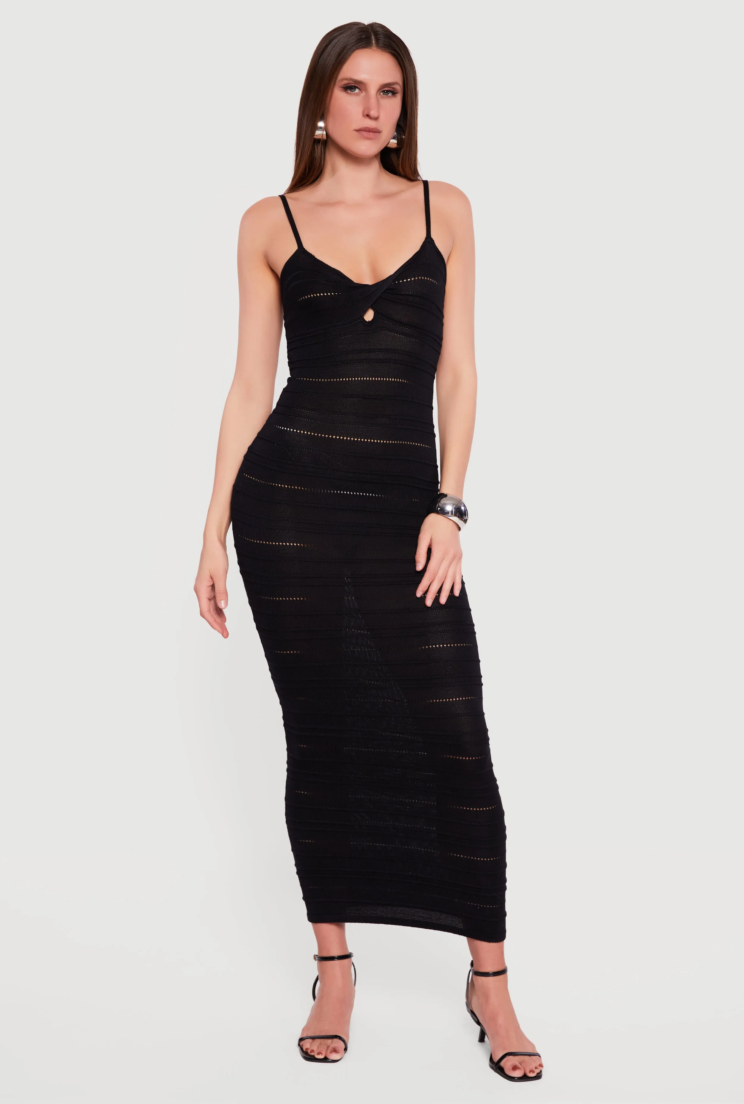 Sleeveless Pointelle Twist Front Maxi Dress sold by Rainbow