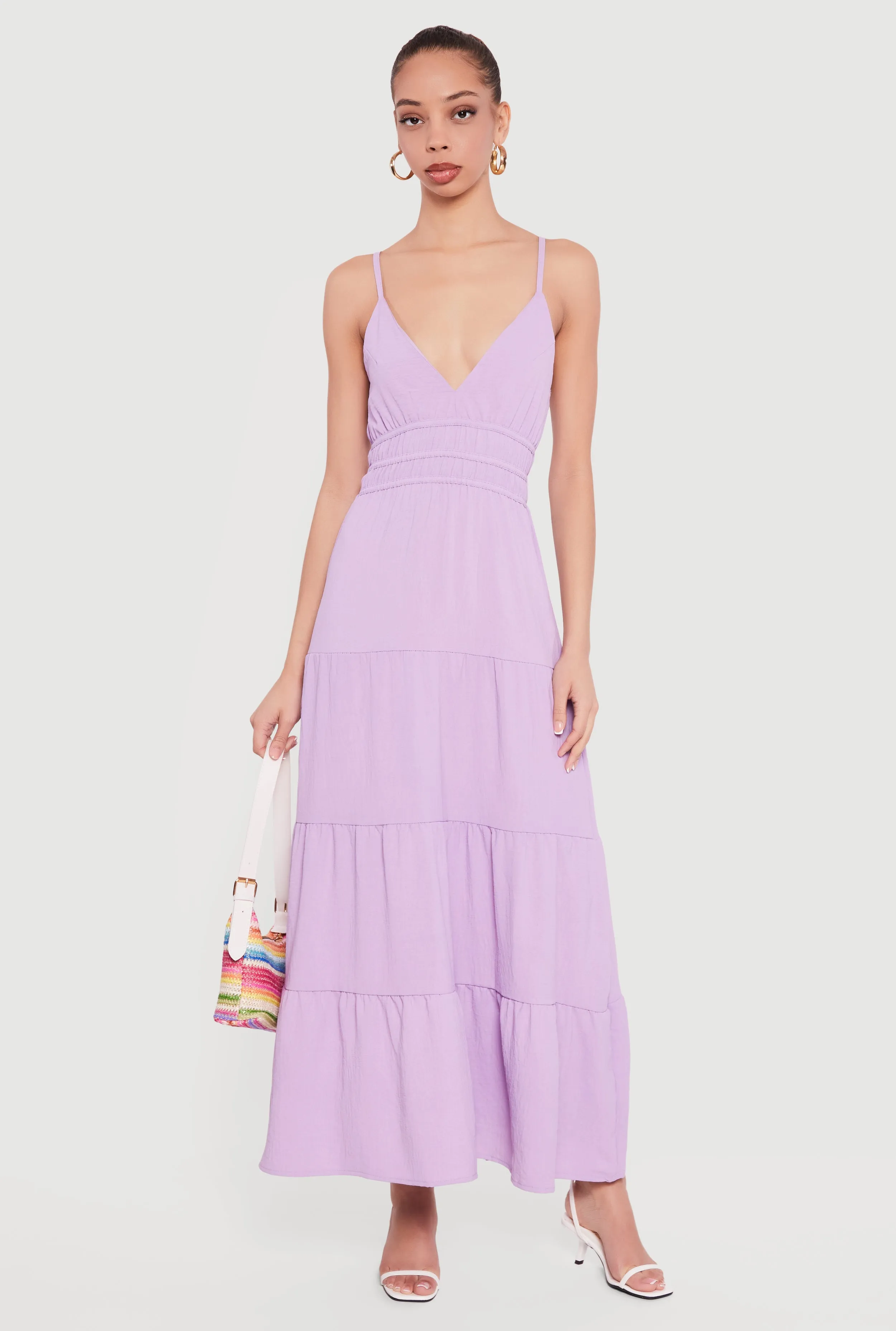 Solid Crepe Knit Tiered Maxi Dress sold by Rainbow product image thumbnail 5