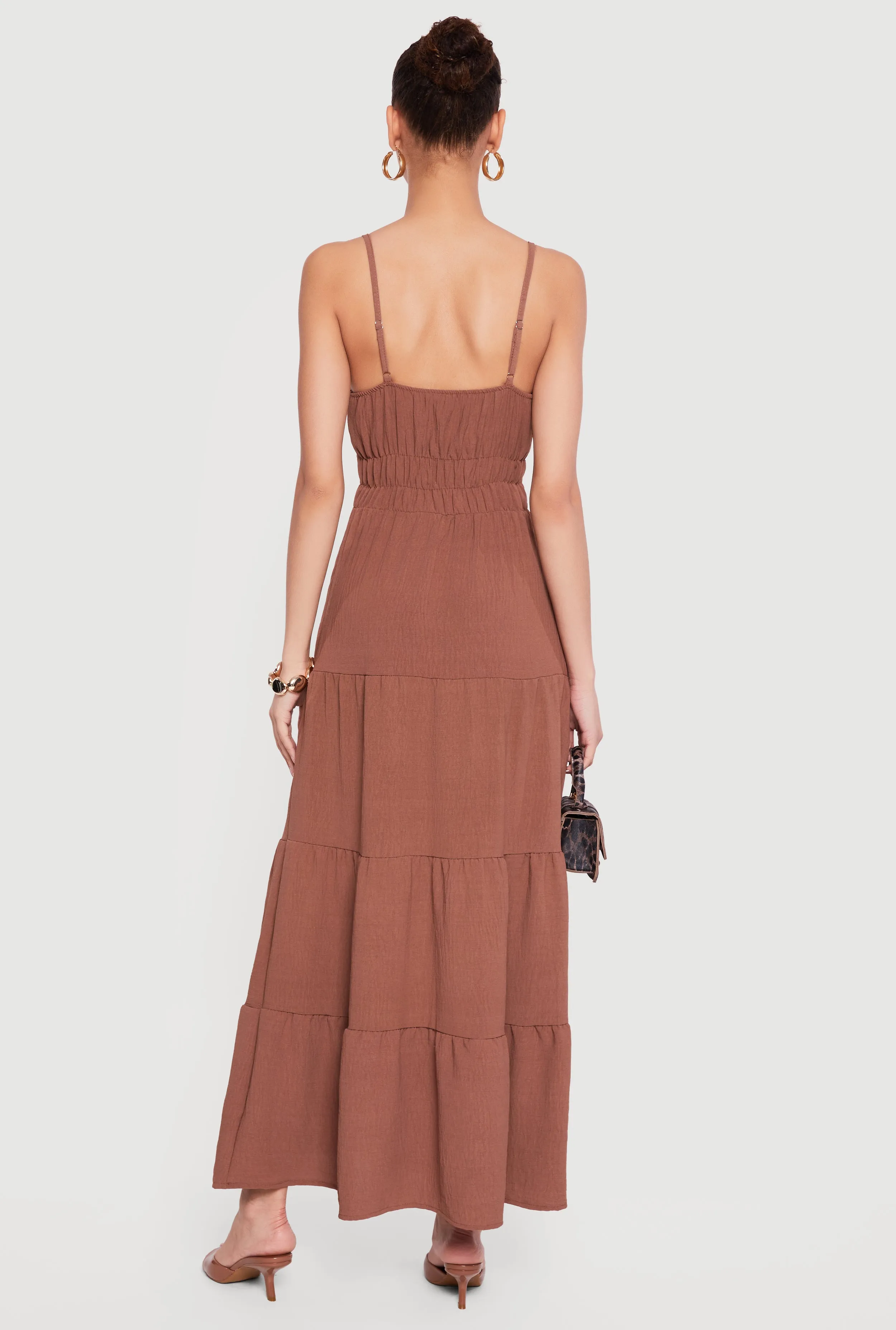 Solid Crepe Knit Tiered Maxi Dress sold by Rainbow product image thumbnail 3