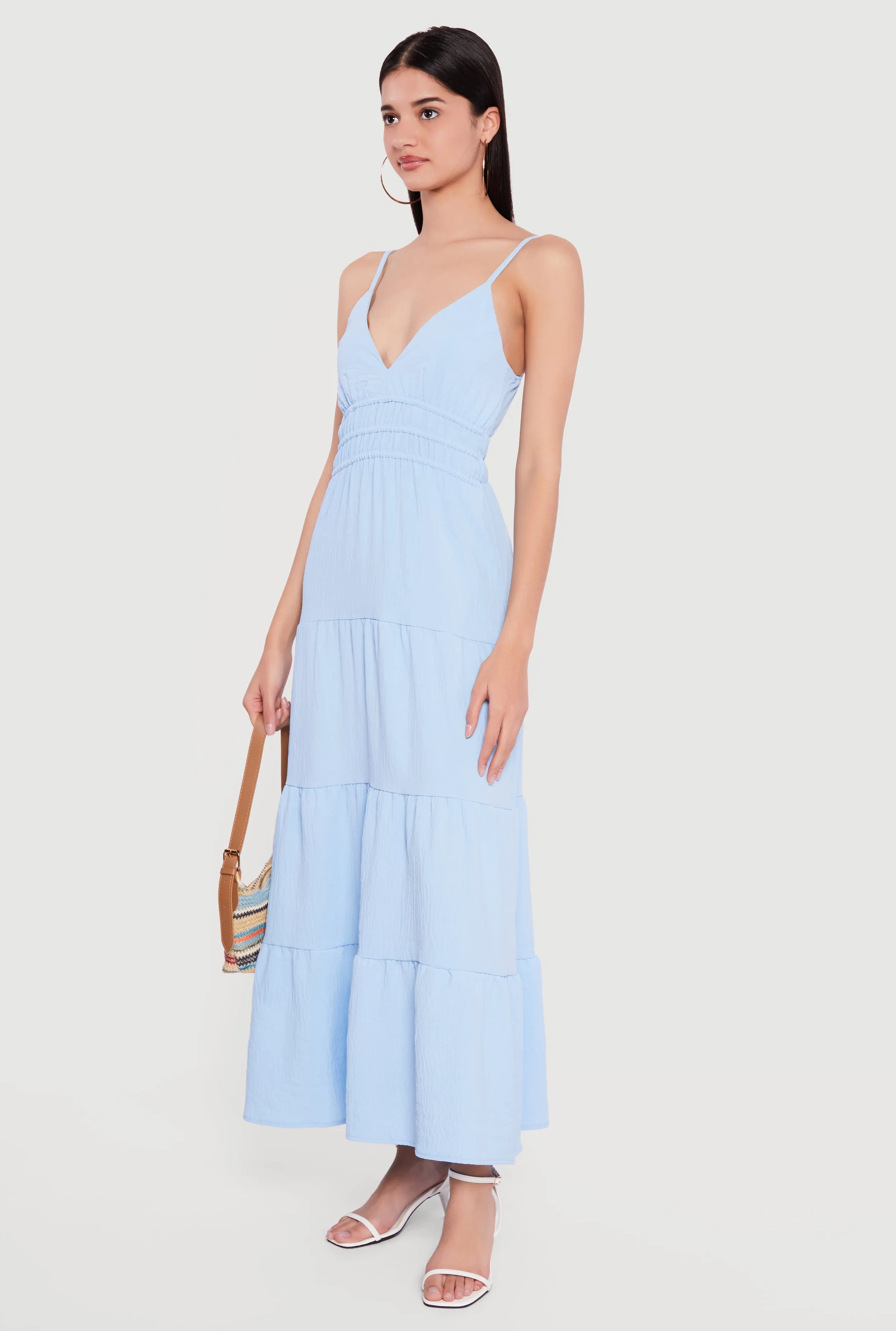 Solid Crepe Knit Tiered Maxi Dress sold by Rainbow product image thumbnail 2