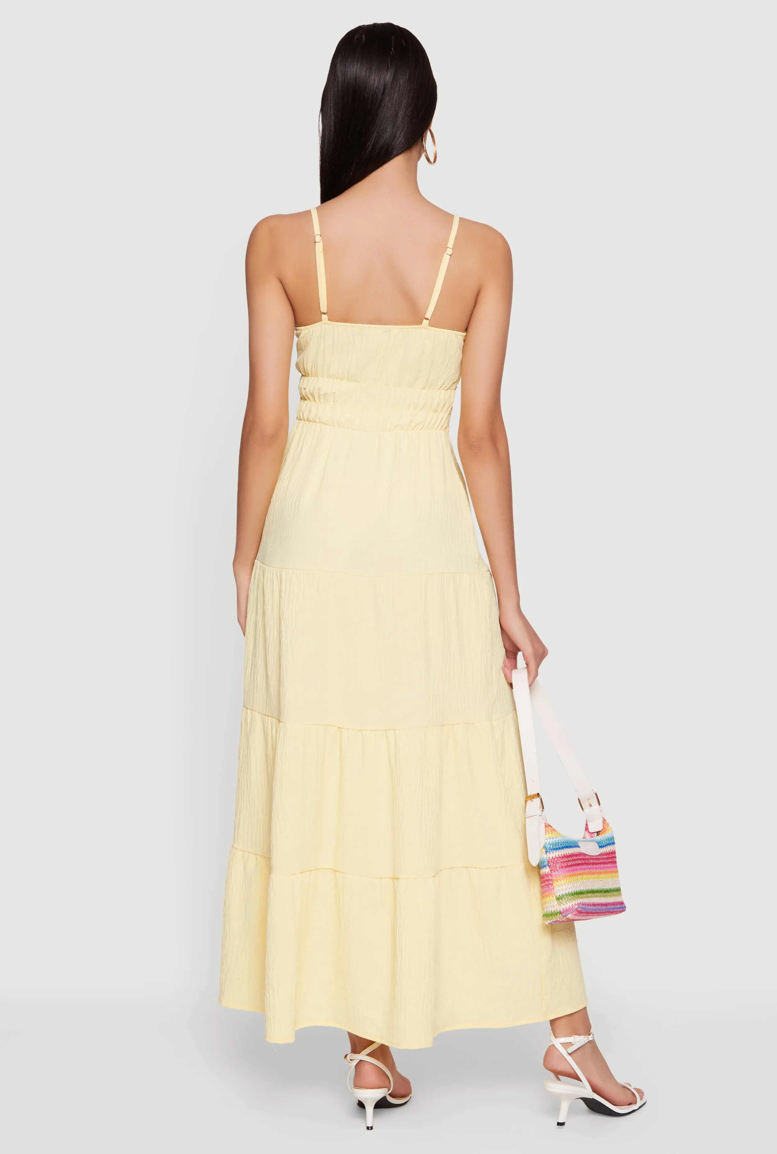 Solid Crepe Knit Tiered Maxi Dress sold by Rainbow product image thumbnail 3