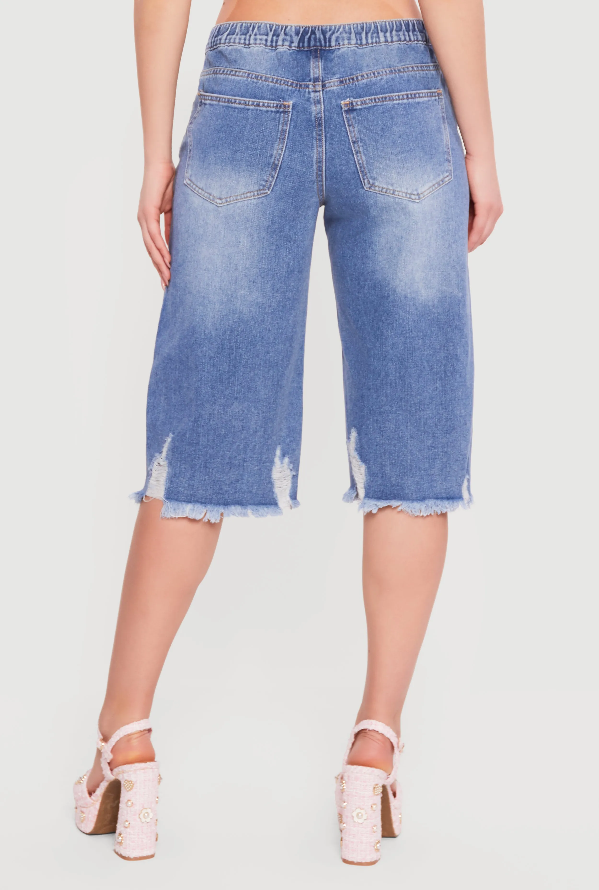 Almost Famous Denim Frayed Bermuda Shorts sold by Rainbow product image thumbnail 5