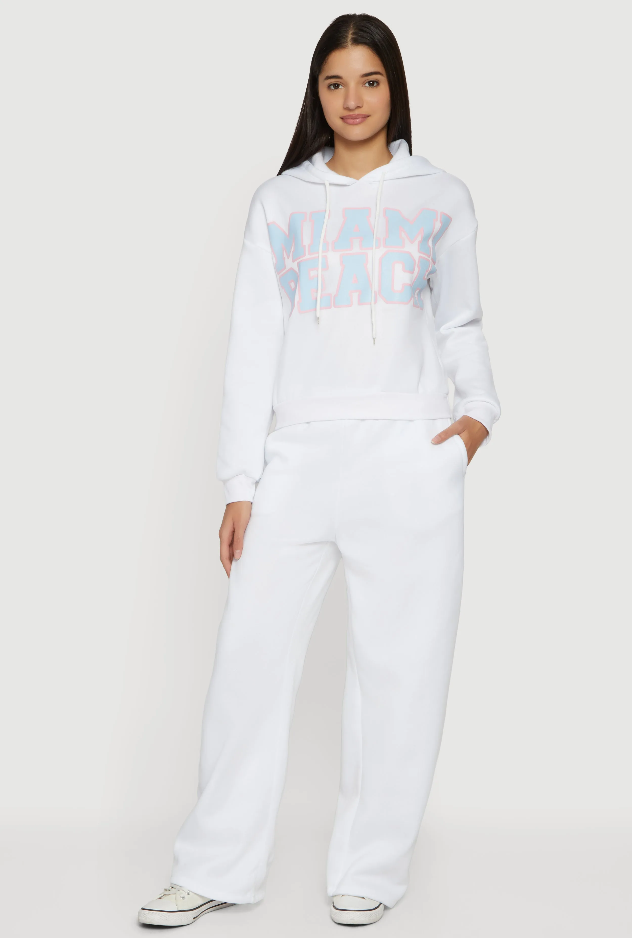 Solid Wide Leg Pull On Sweatpants sold by Rainbow