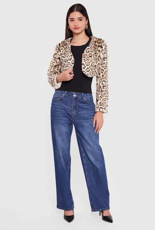 Leopard Print Faux Fur Bolero Jacket sold by Rainbow