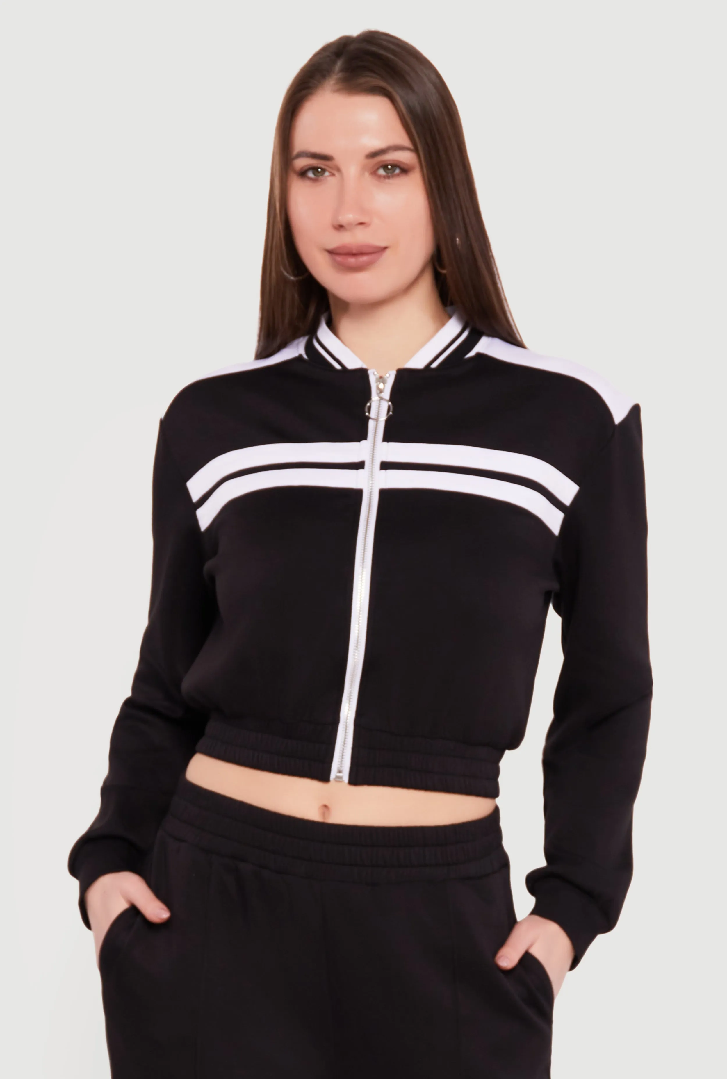 Varsity Stripe Zip Front Track Jacket sold by Rainbow