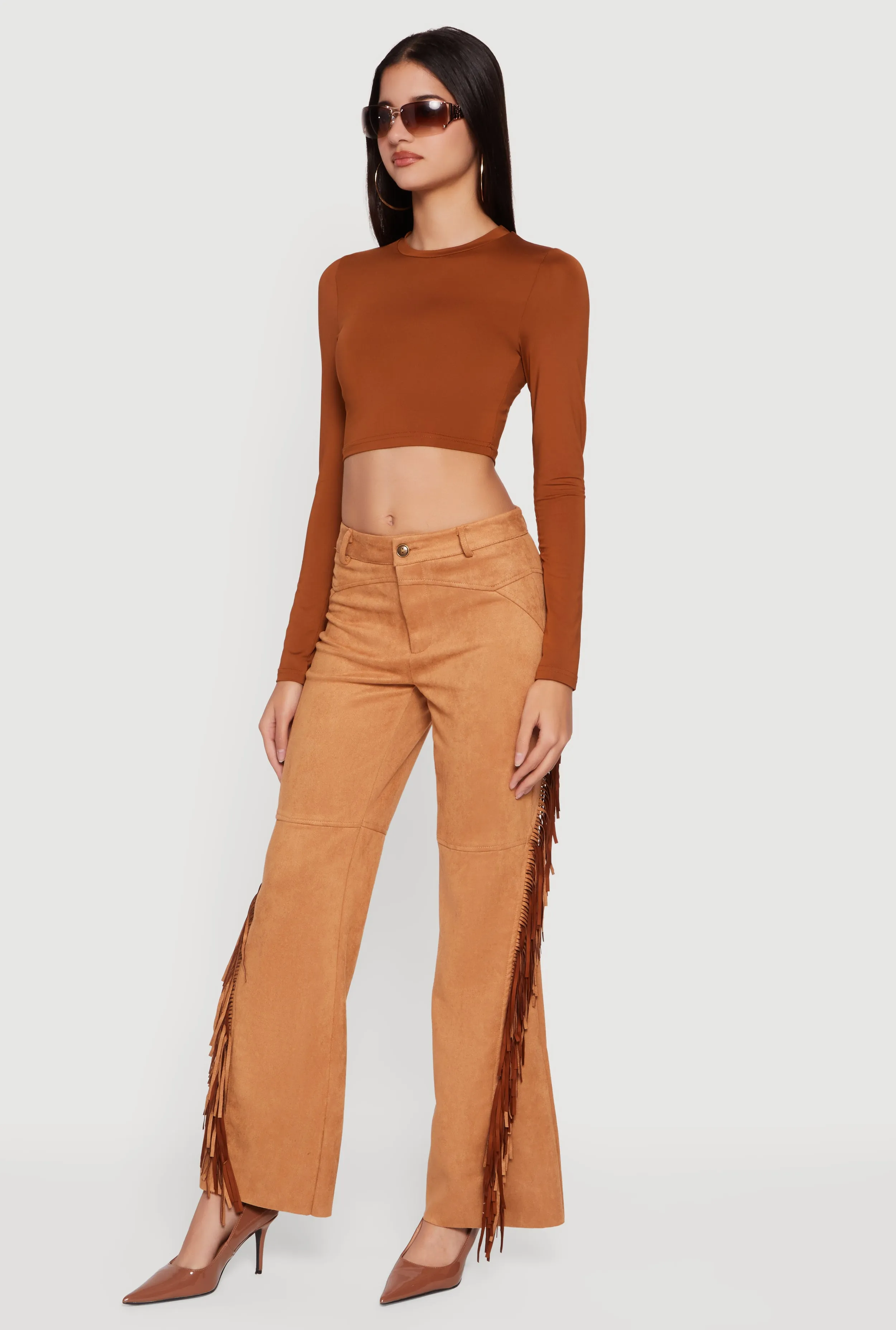 Fringed Faux Suede Decorative Stitch Pants sold by Rainbow product image thumbnail 2