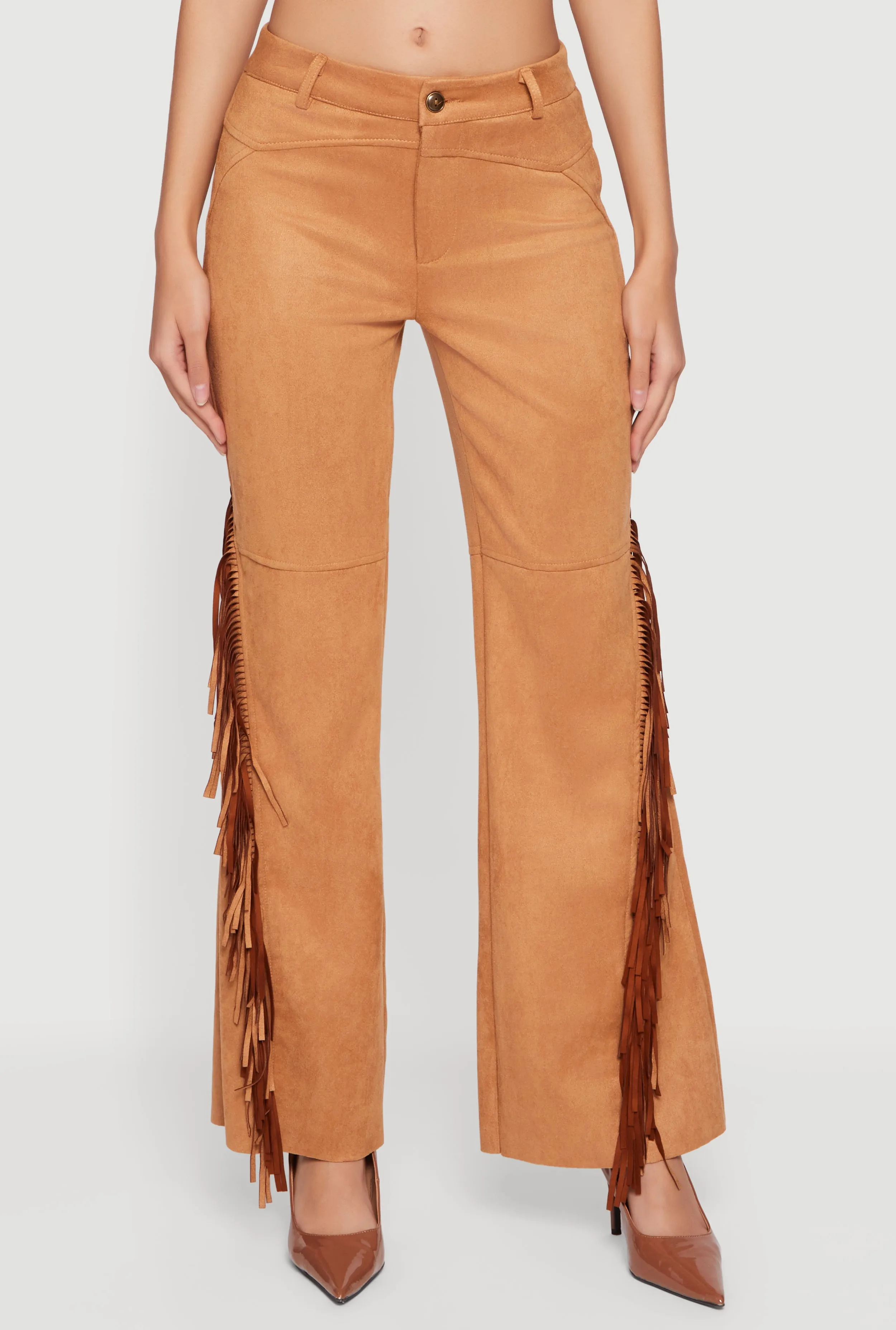 Fringed Faux Suede Decorative Stitch Pants sold by Rainbow product image thumbnail 3