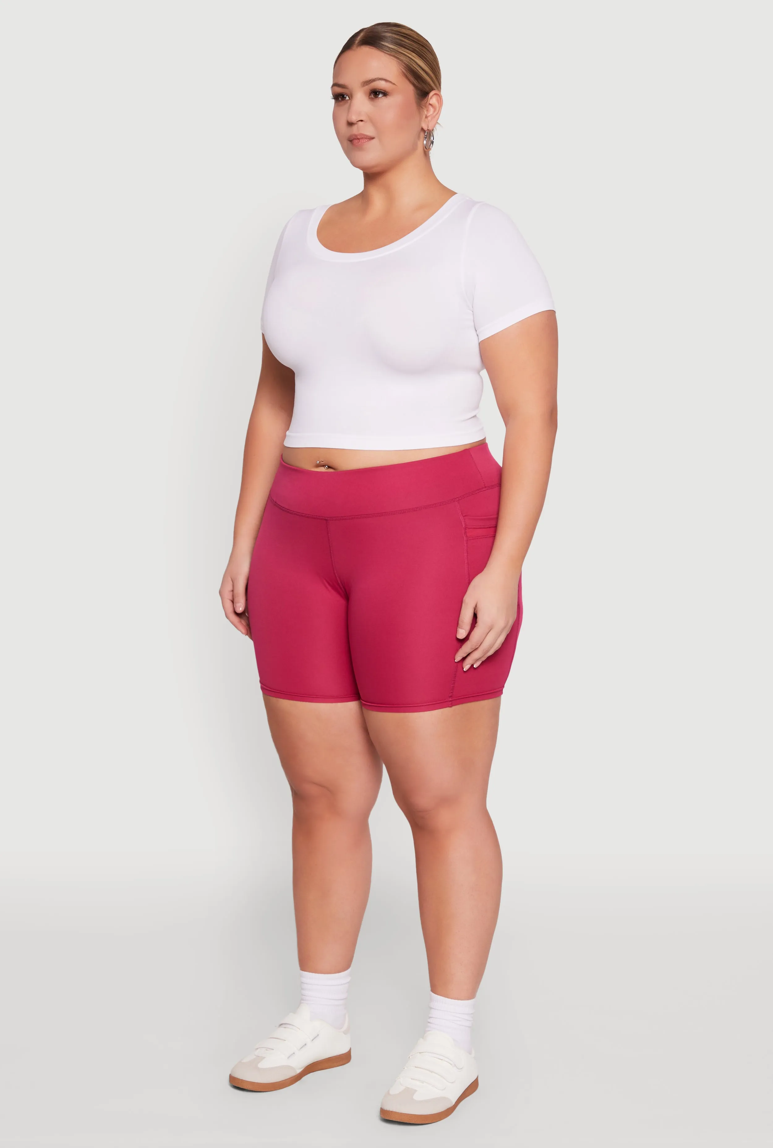 Plus Size High Waisted Biker Shorts with Cell Phone Pockets sold by Rainbow product image thumbnail 3