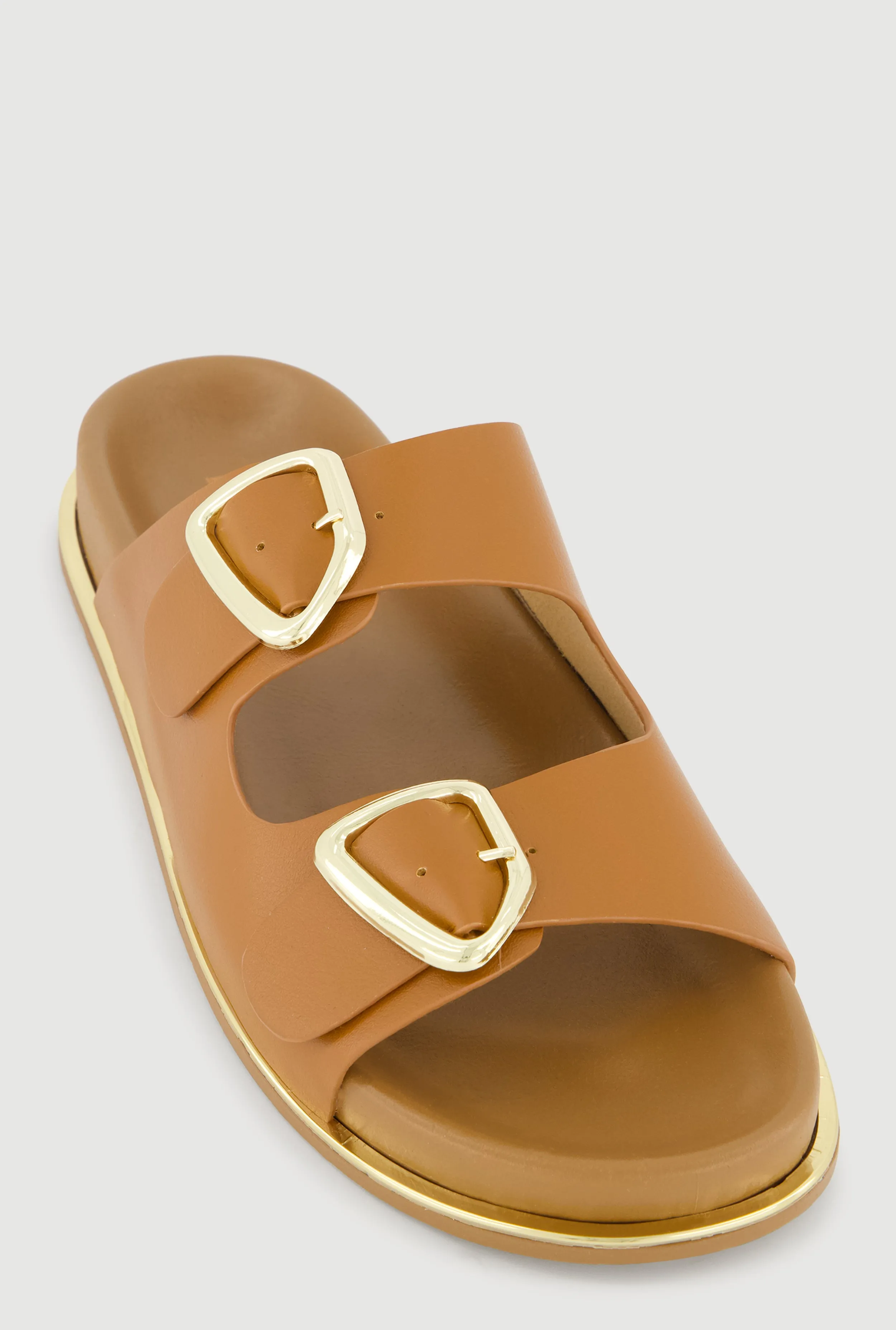 Metallic Double Buckle Slide Sandals sold by Rainbow